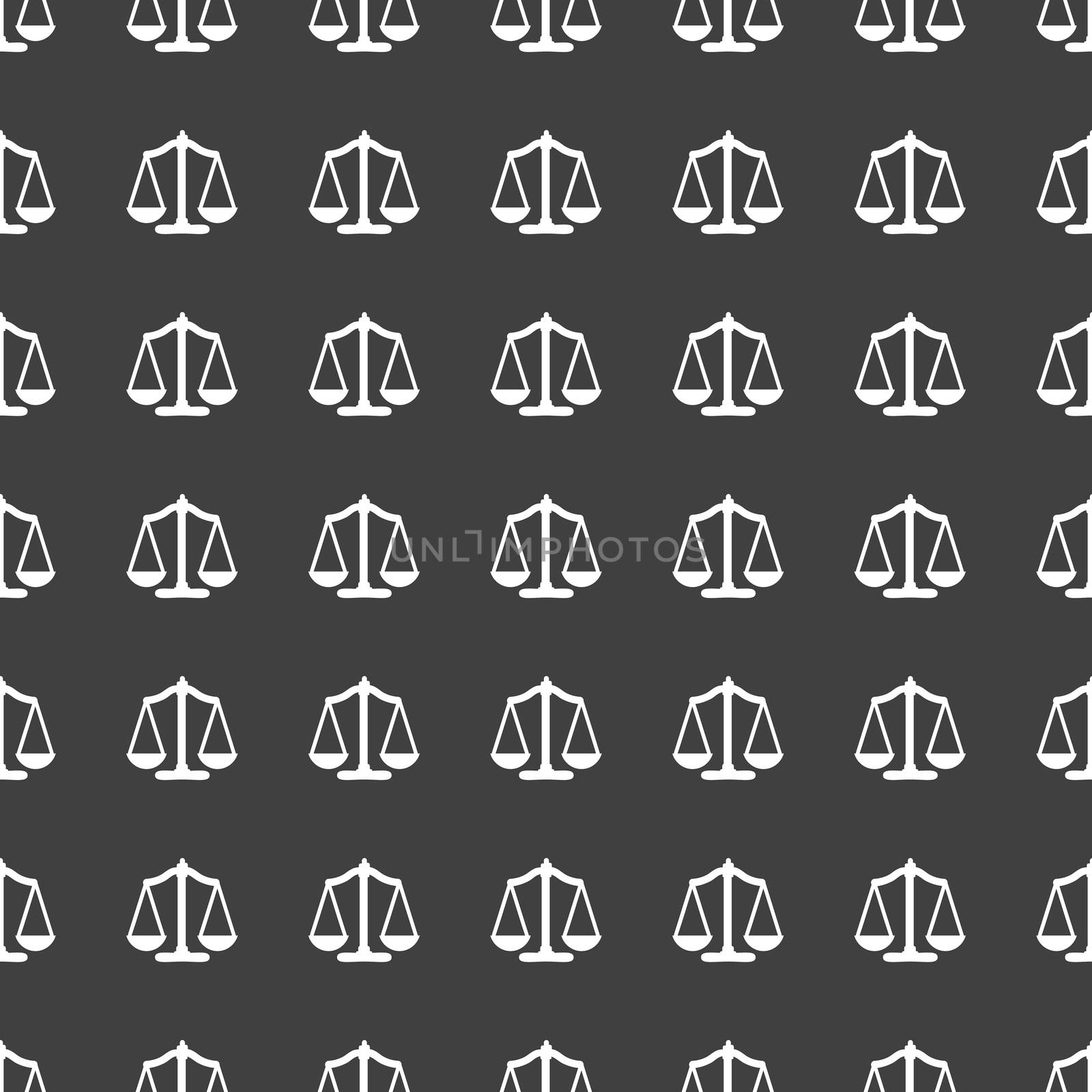Scales balance web icon. flat design. Seamless gray pattern. by serhii_lohvyniuk