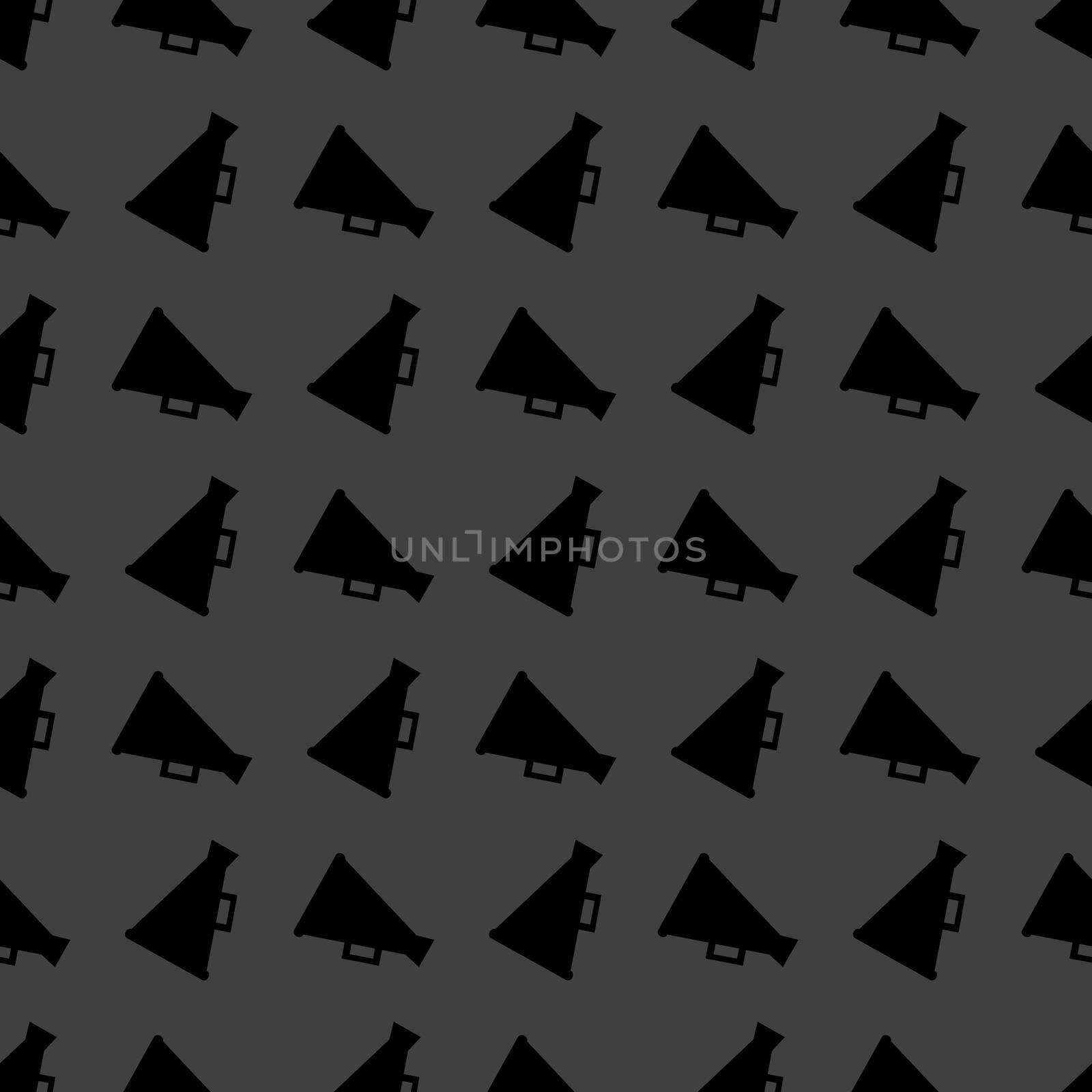 Megaphone, Loud-hailer web icon. flat design. Seamless gray pattern.