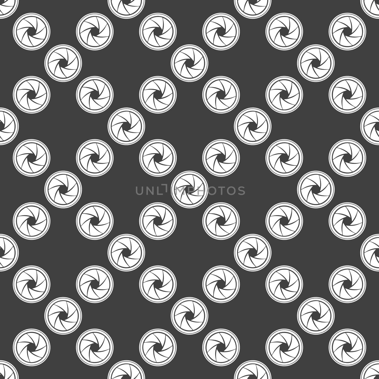 Photo camera diaphragm web icon. flat design. Seamless gray pattern. by serhii_lohvyniuk