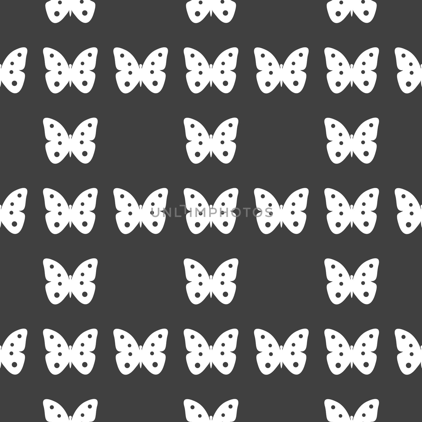 butterfly web icon. flat design. Seamless gray pattern.