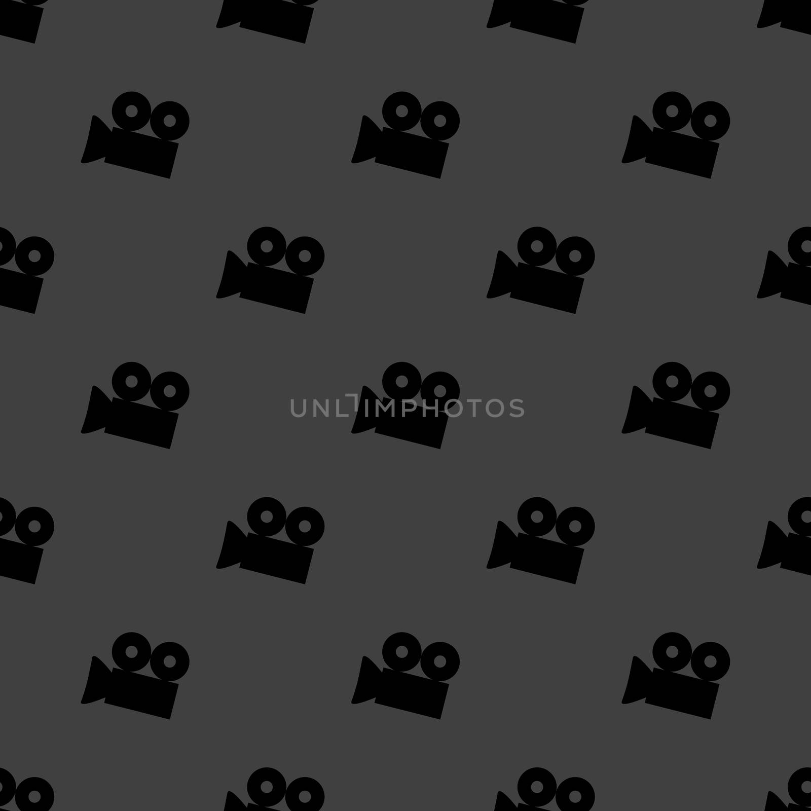 Video-camera web icon. flat design. Seamless gray pattern. by serhii_lohvyniuk