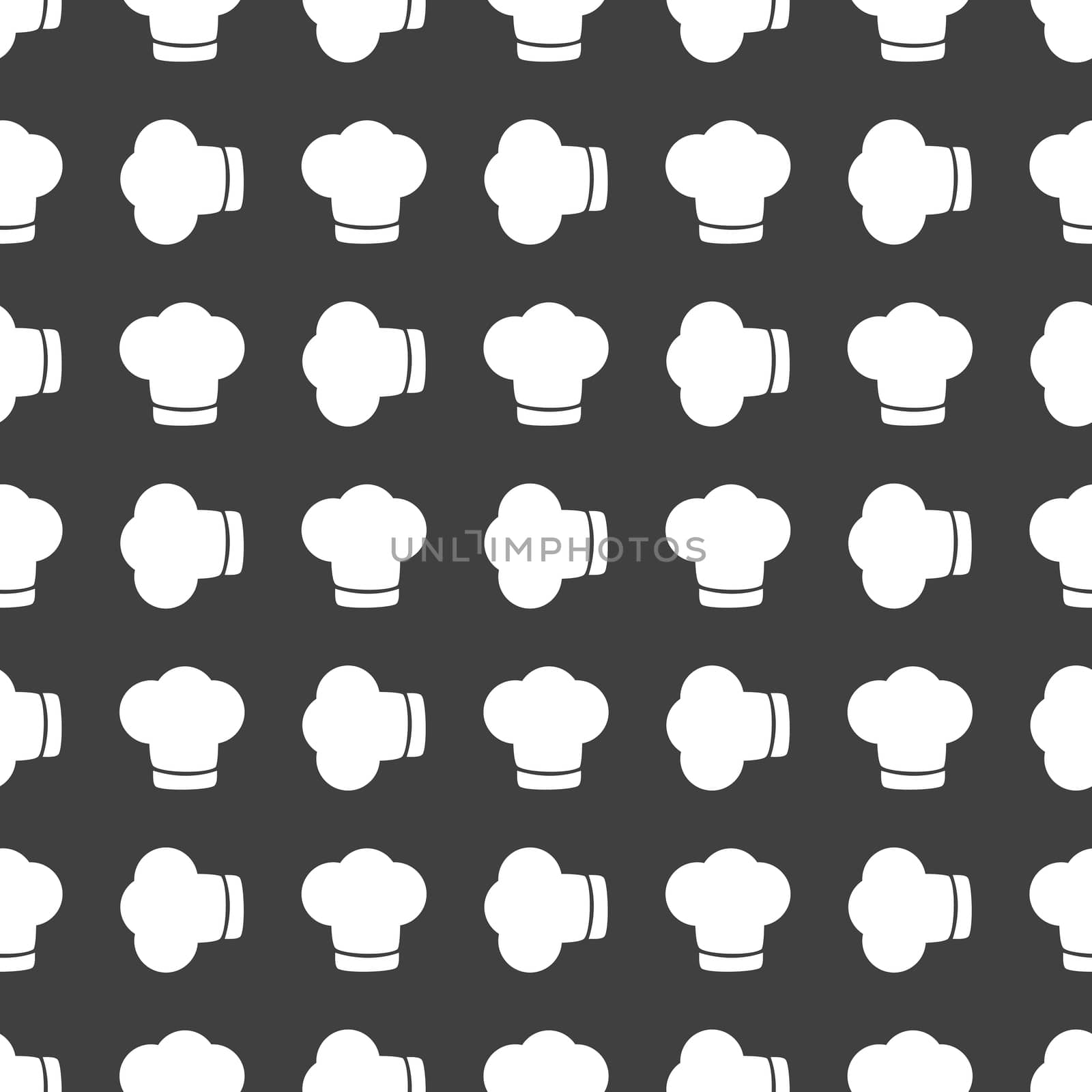 Chef cap web icon. flat design. Seamless gray pattern. by serhii_lohvyniuk