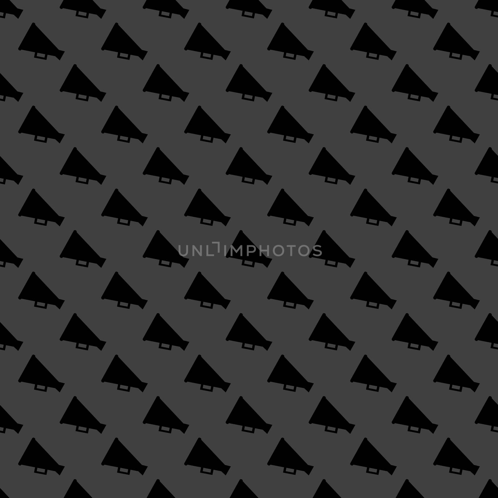 Megaphone, Loud-hailer web icon. flat design. Seamless gray pattern.