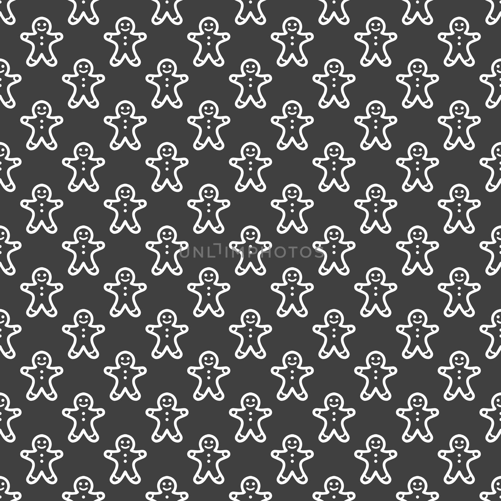 Gingerbread web icon. flat design. Seamless gray pattern.