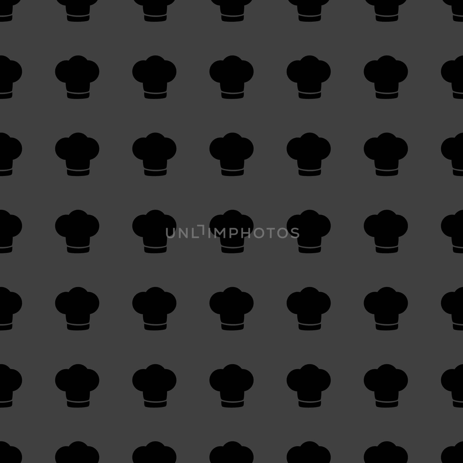 Chef cap web icon. flat design. Seamless gray pattern.