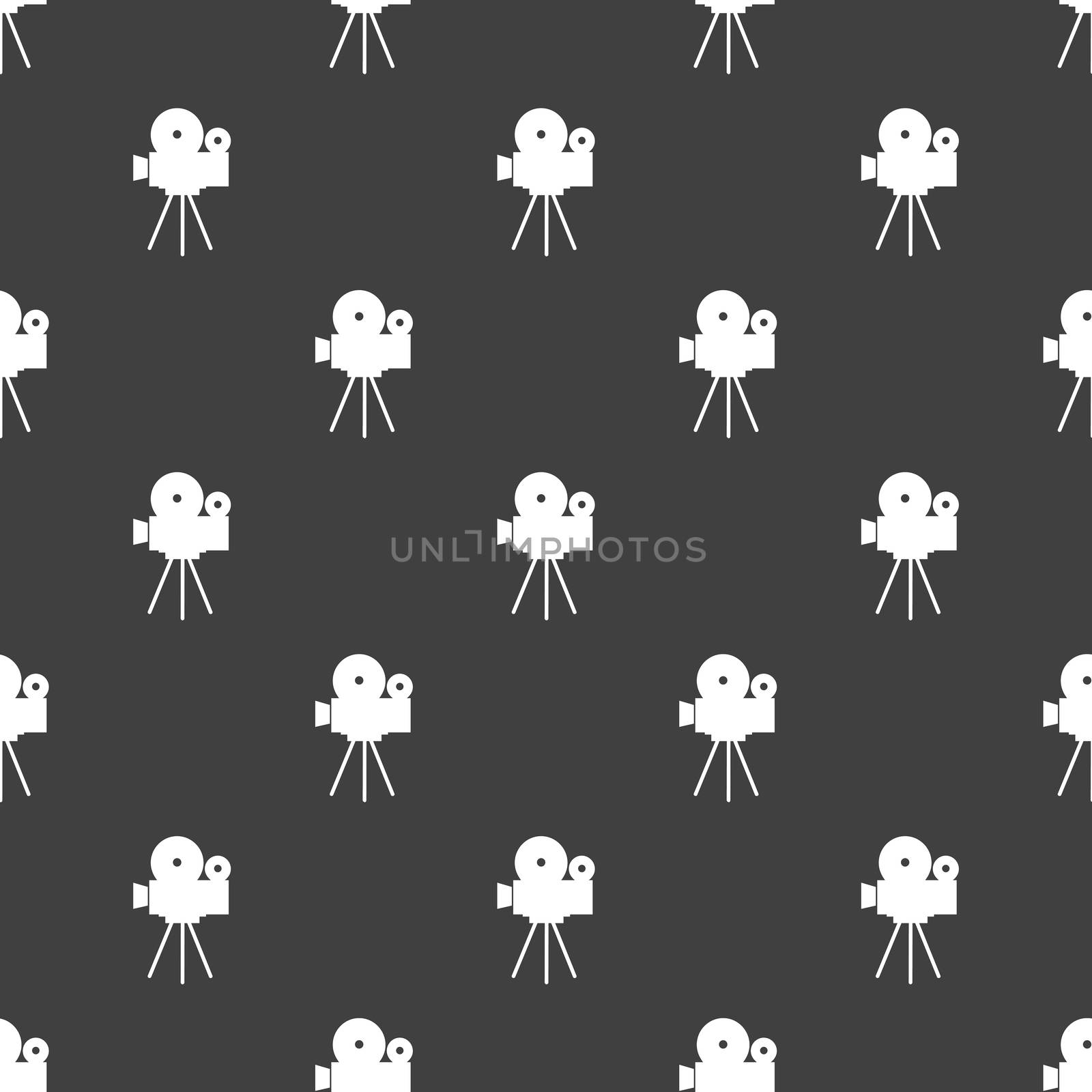 Videocamera web icon. flat design. Seamless gray pattern.