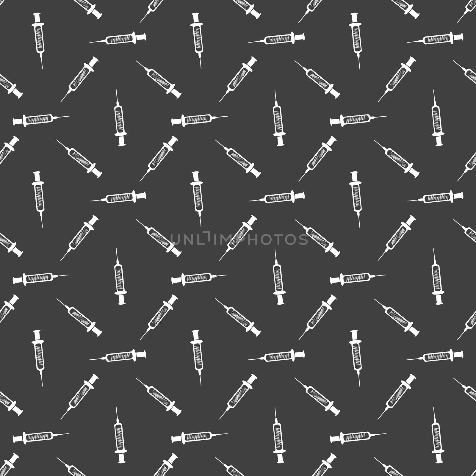 Syringe web icon. flat design. Seamless gray pattern.