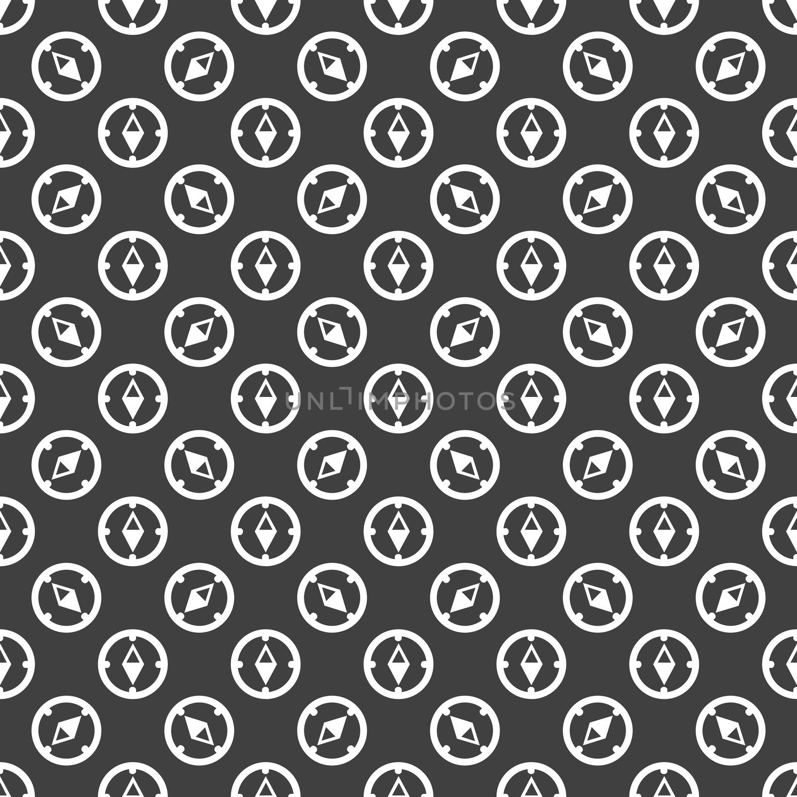 Compass web icon. flat design. Seamless gray pattern.