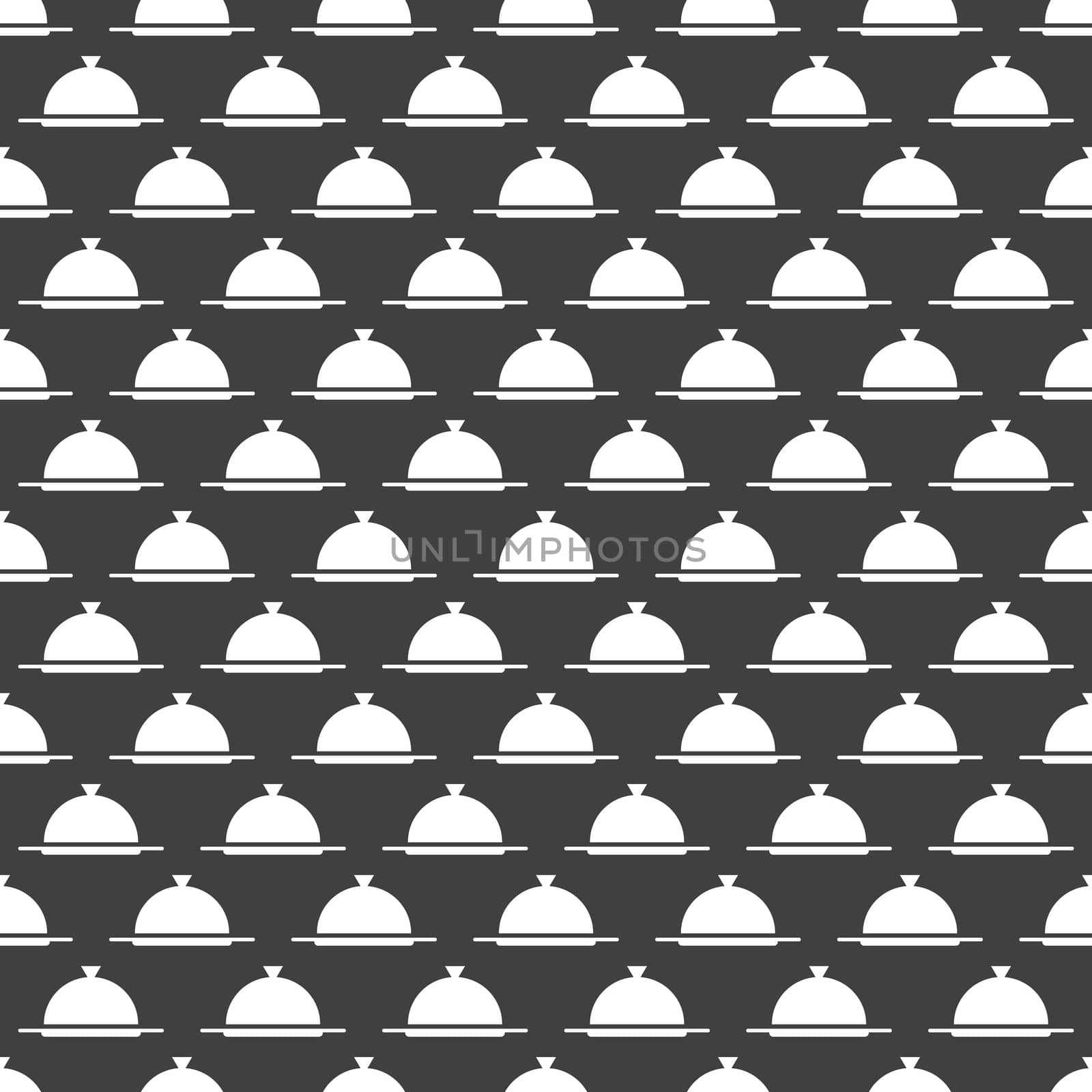 Restaurant cloche web icon. flat design. Seamless gray pattern.