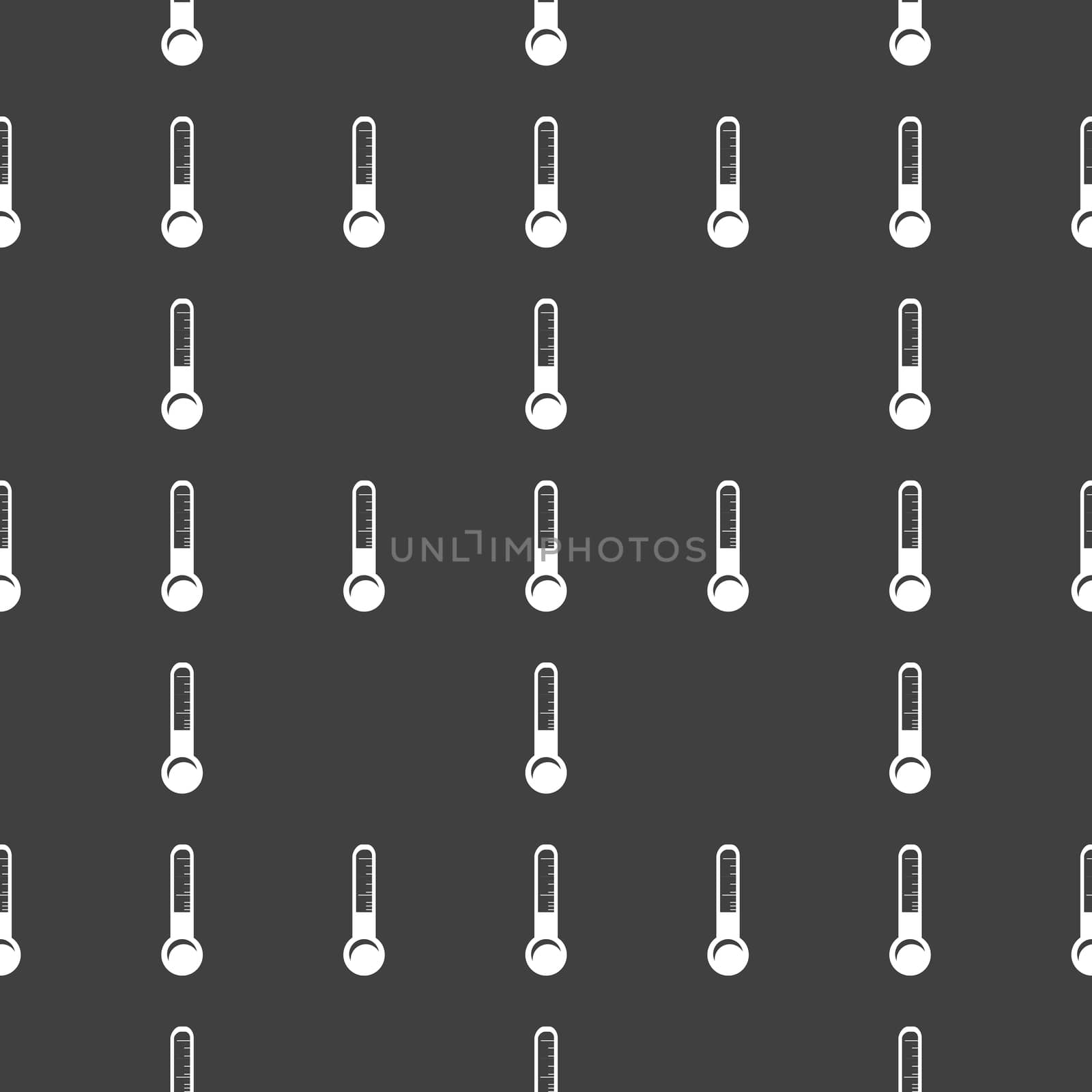 Thermometer. web icon. flat design. Seamless gray pattern.