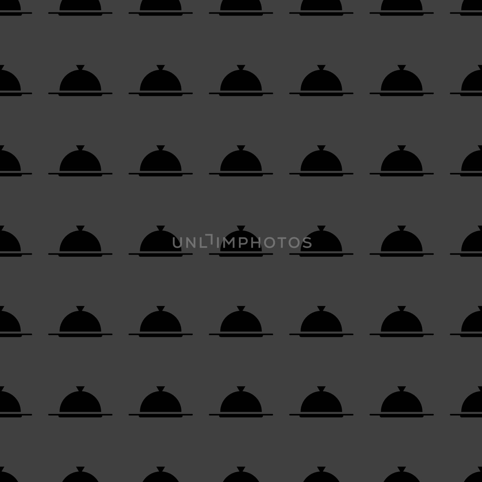 Restaurant cloche web icon. flat design. Seamless gray pattern.