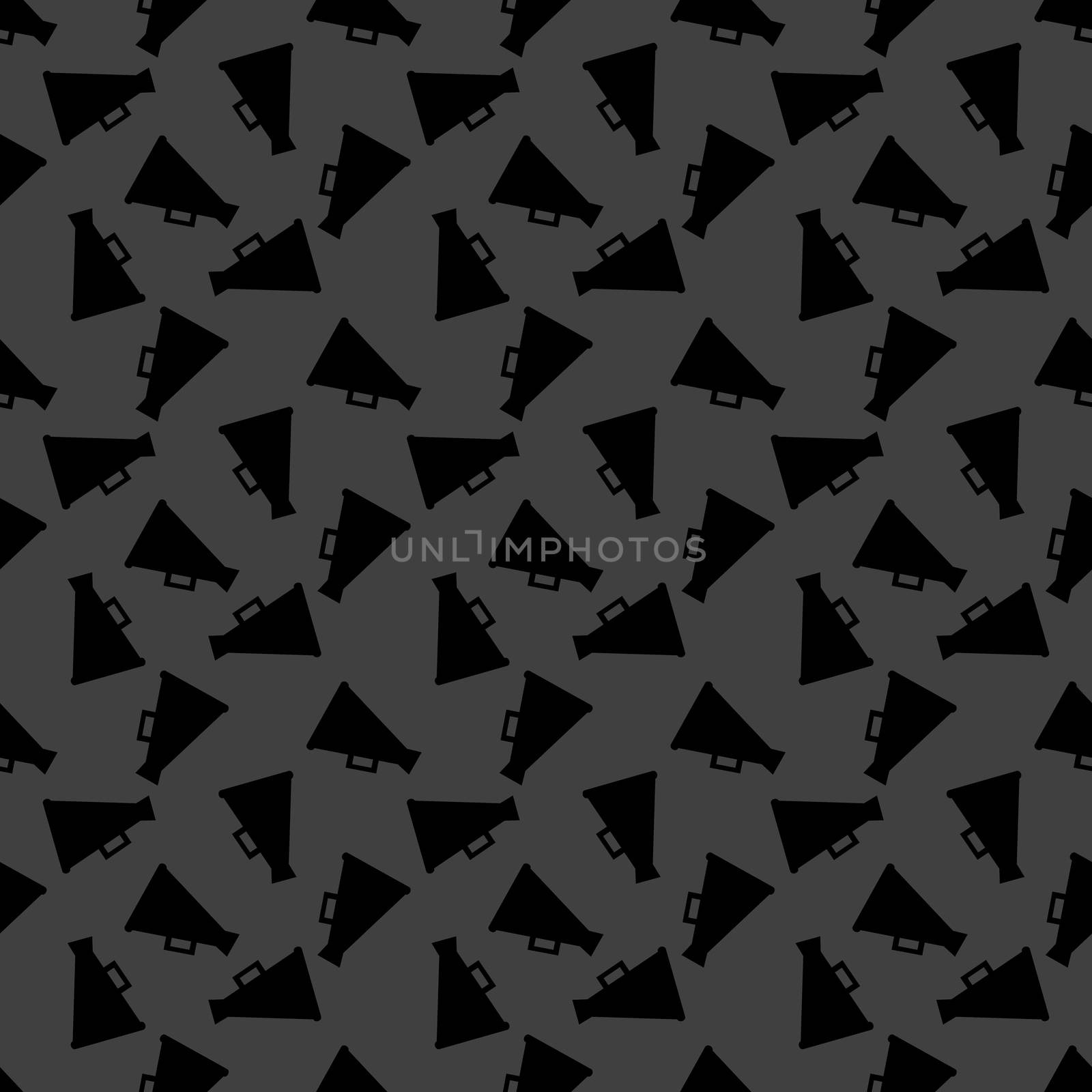 Megaphone, Loud-hailer web icon. flat design. Seamless gray pattern.