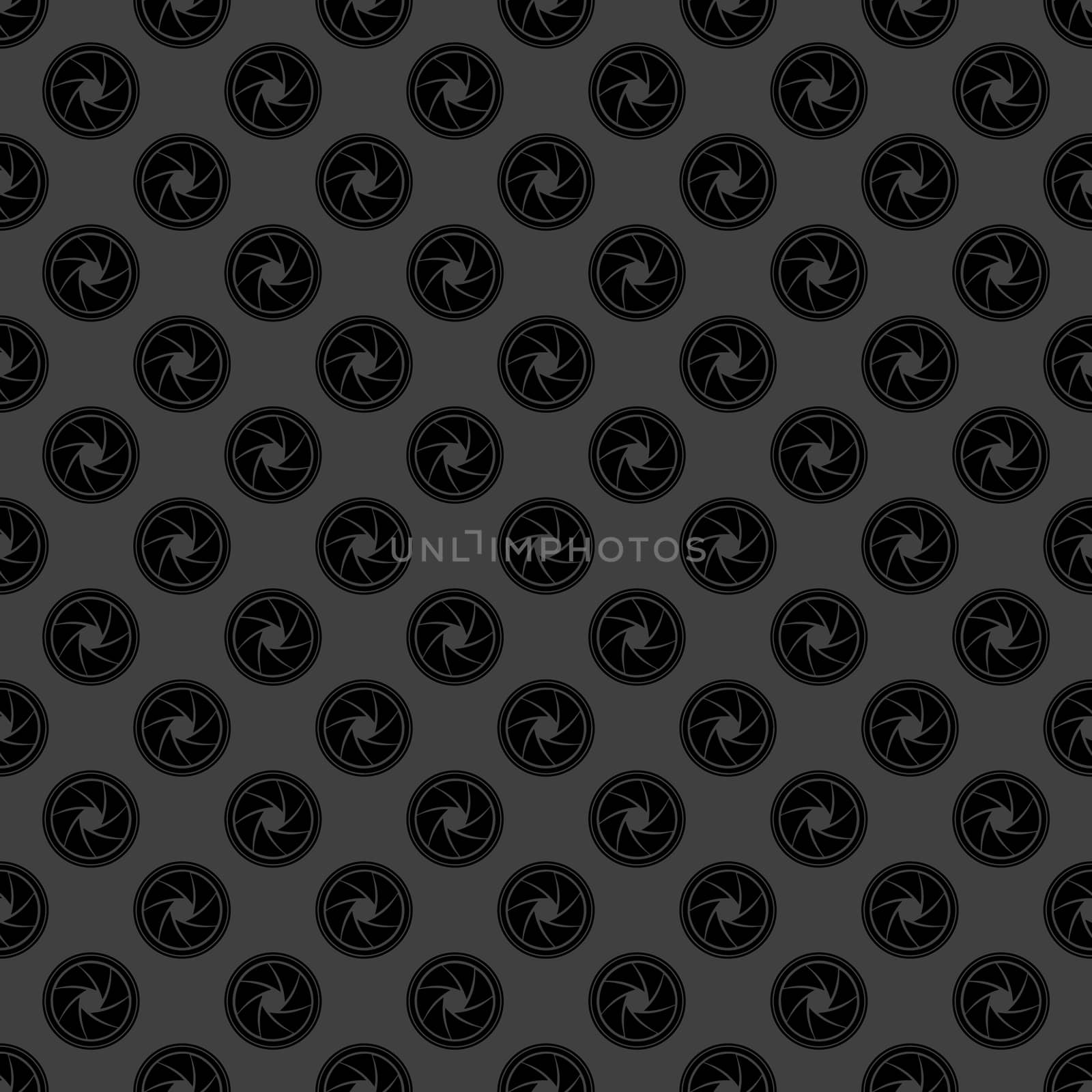 Photo camera diaphragm web icon. flat design. Seamless gray pattern. by serhii_lohvyniuk