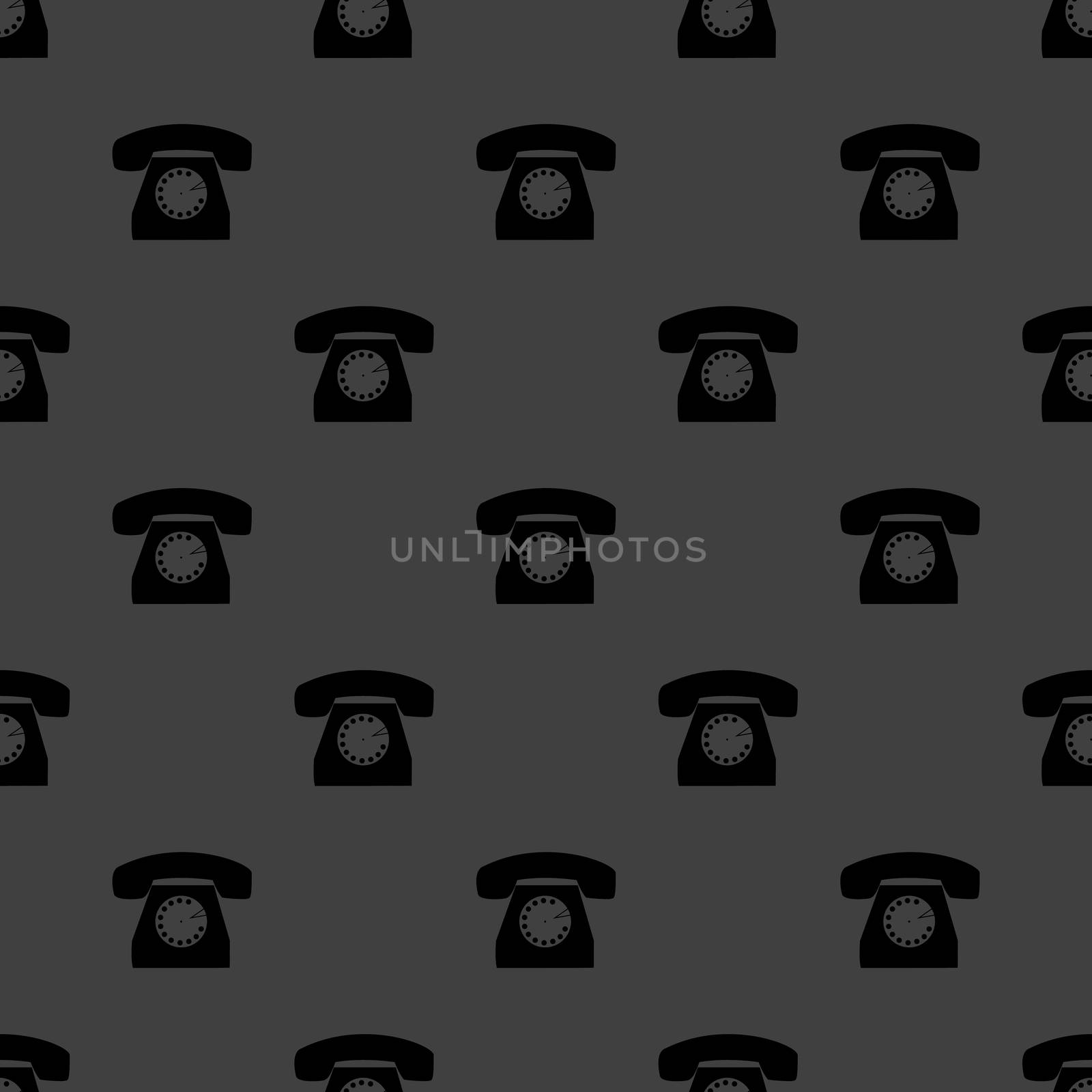 Retro telephone web icon. flat design. Seamless gray pattern. by serhii_lohvyniuk