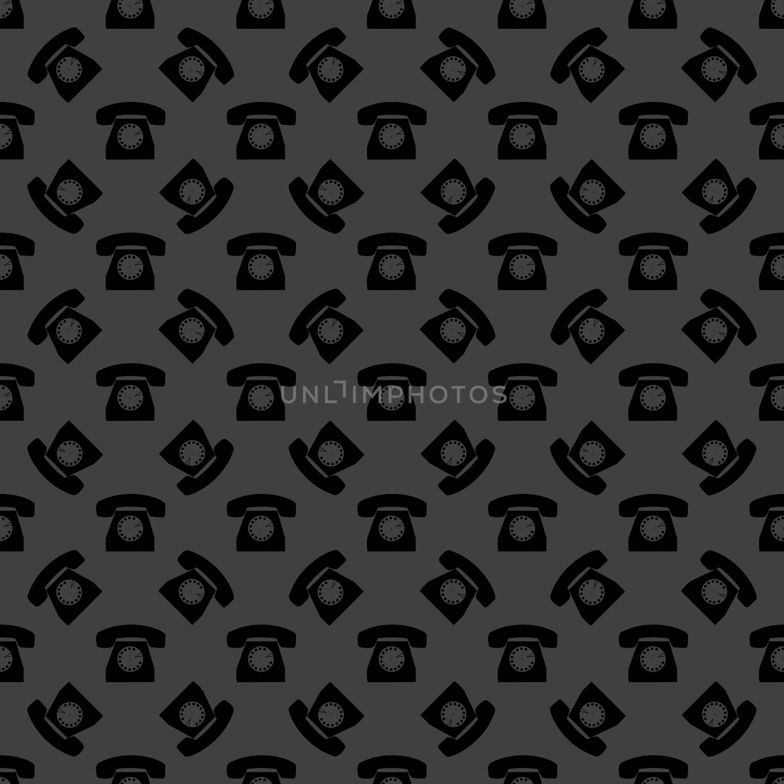Retro telephone web icon. flat design. Seamless gray pattern. by serhii_lohvyniuk