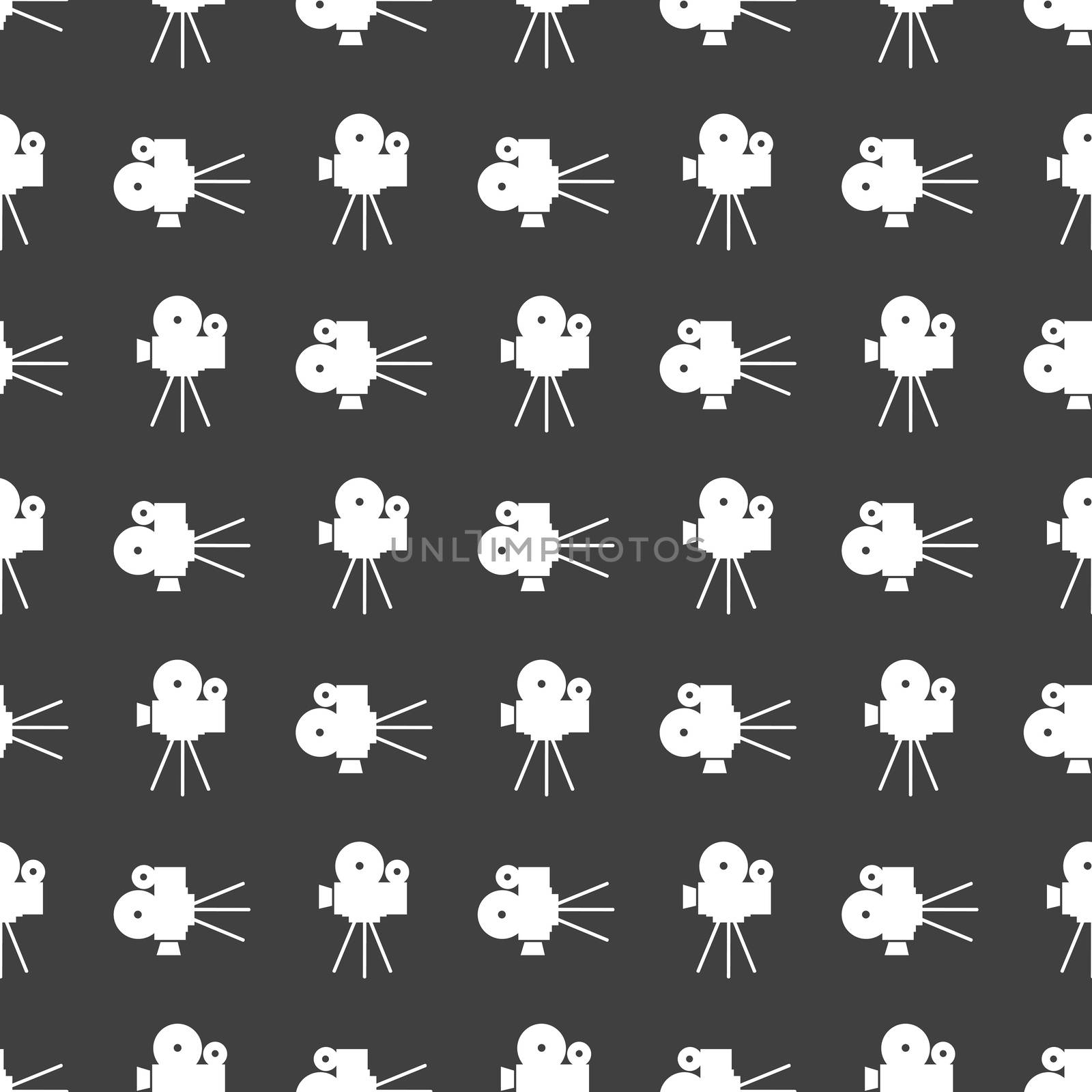 Videocamera web icon. flat design. Seamless gray pattern. by serhii_lohvyniuk