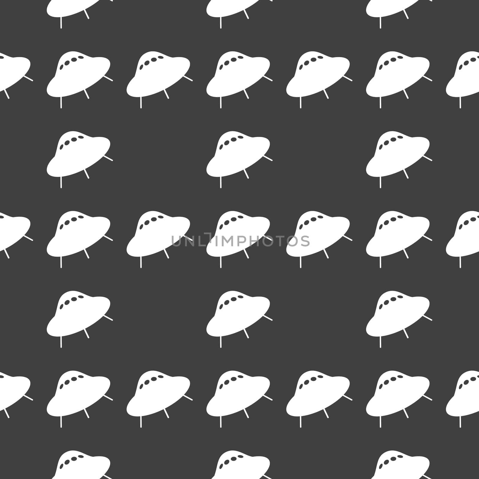 UFO web icon. flat design. Seamless gray pattern.