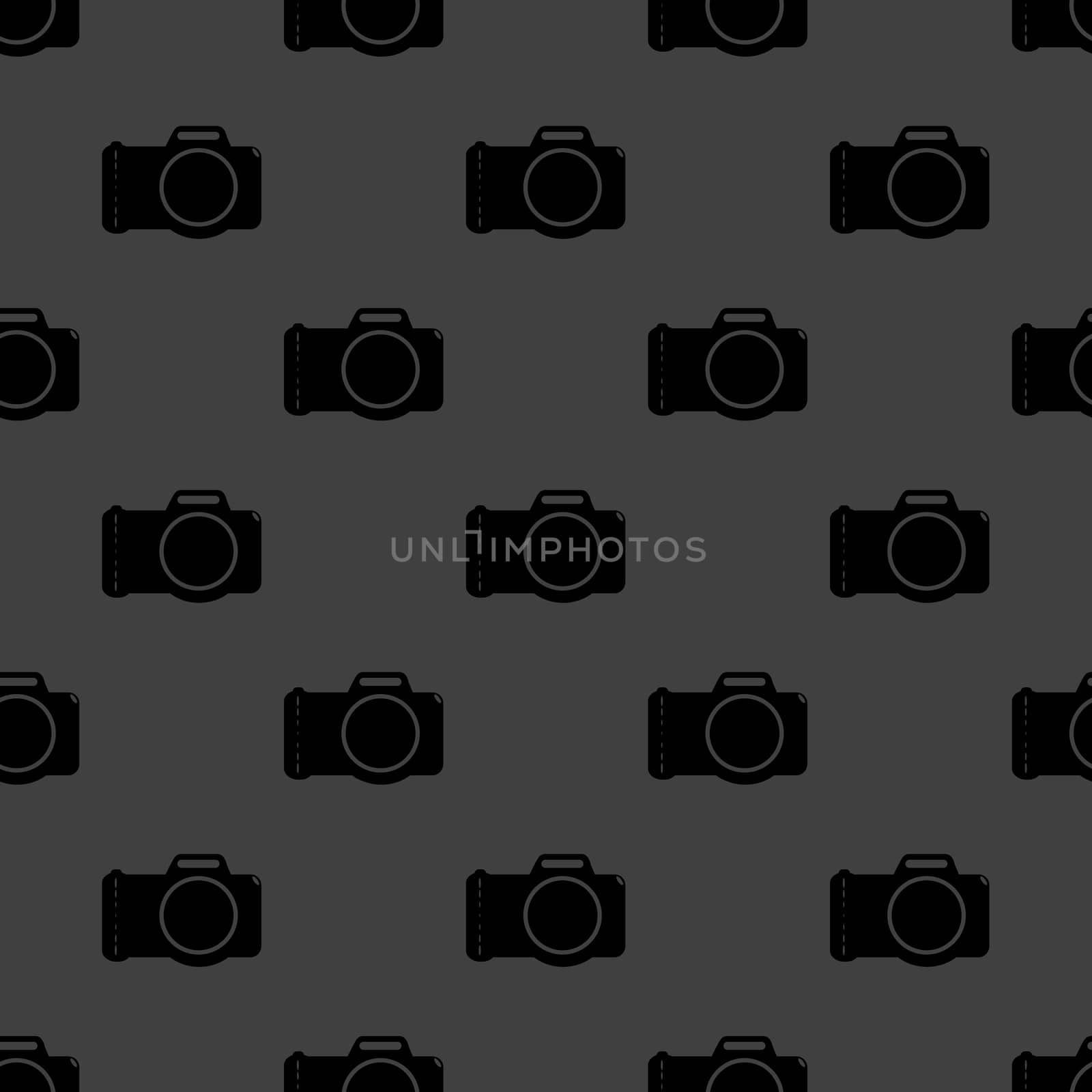 Photo camera web icon flat design. Seamless gray pattern.