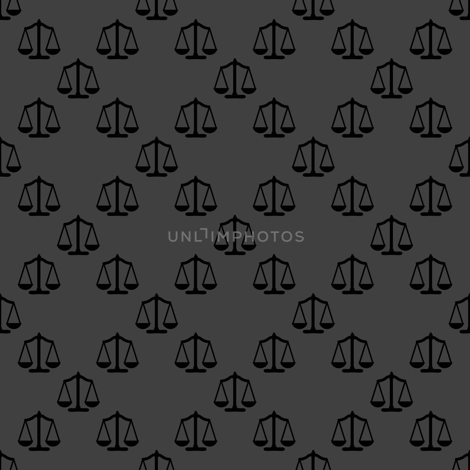 Scales balance web icon. . flat design. Seamless gray pattern.