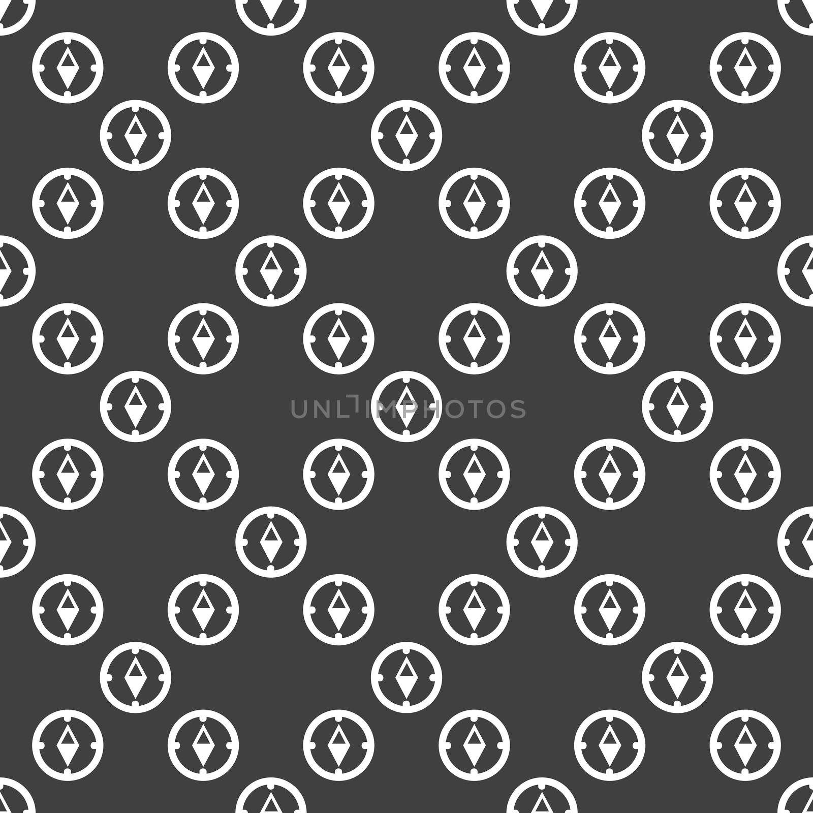 Compass web icon. flat design. Seamless gray pattern.