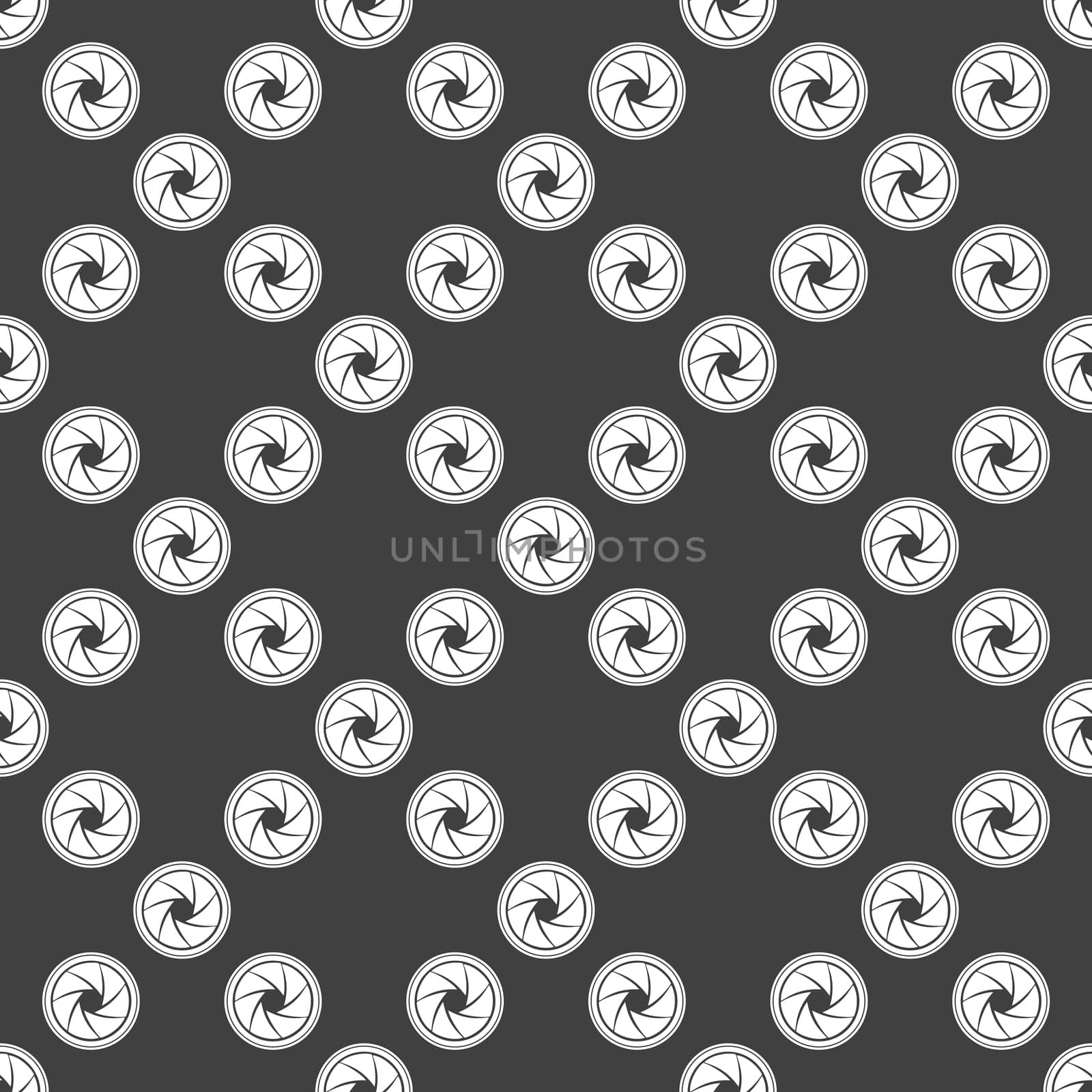 Photo camera diaphragm web icon. flat design. Seamless gray pattern. by serhii_lohvyniuk