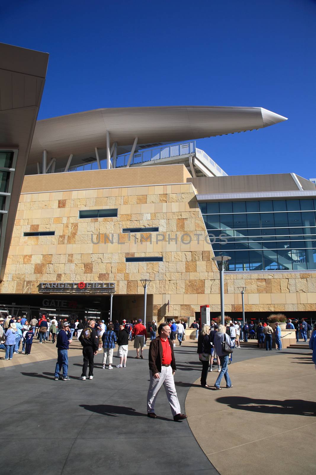 Fans arrive at Target Field, baseball home of the Minnesota Twins.