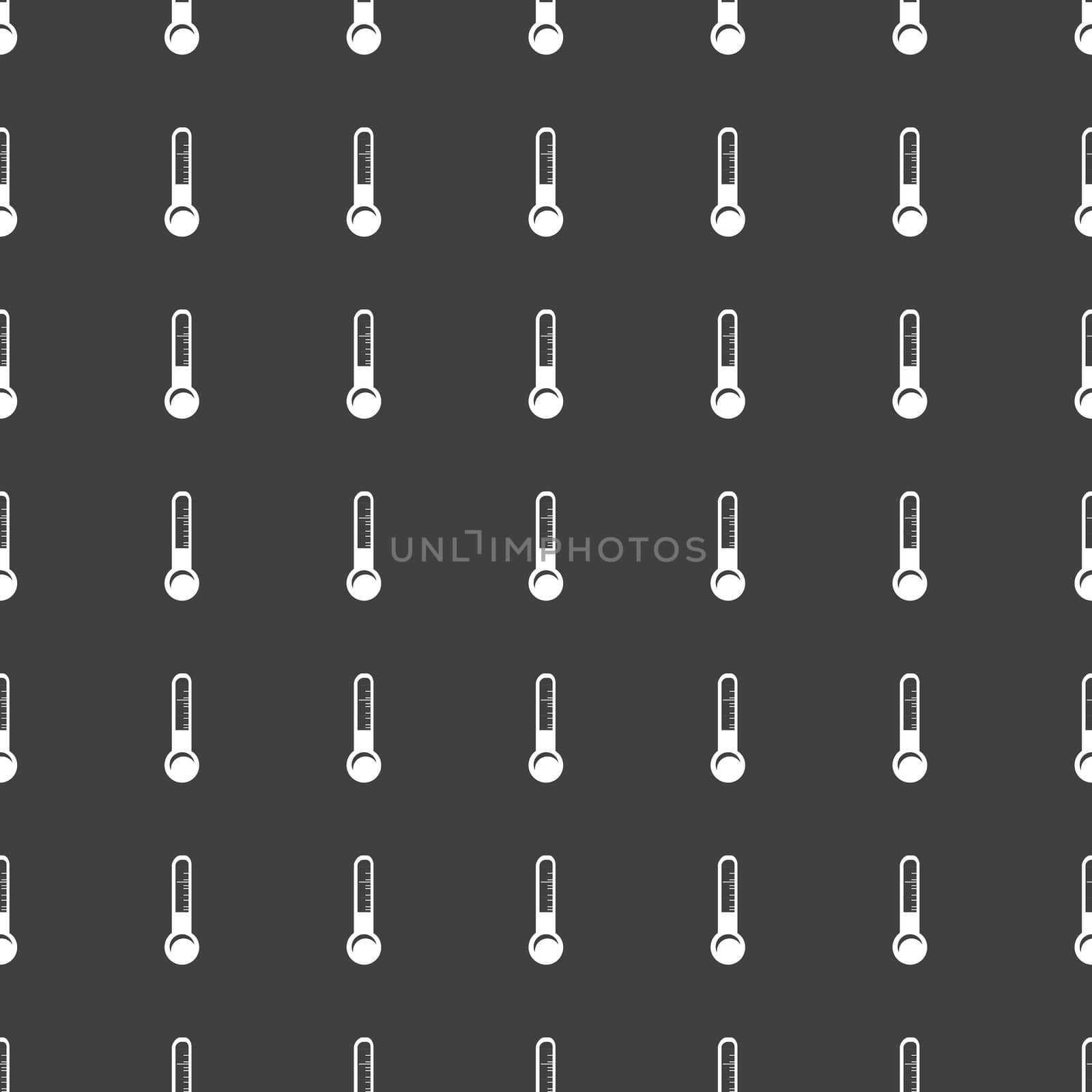 Thermometer. web icon. flat design. Seamless gray pattern.