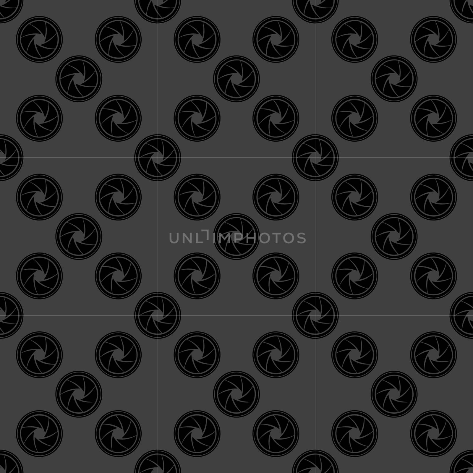 Photo camera diaphragm web icon. flat design. Seamless gray pattern.