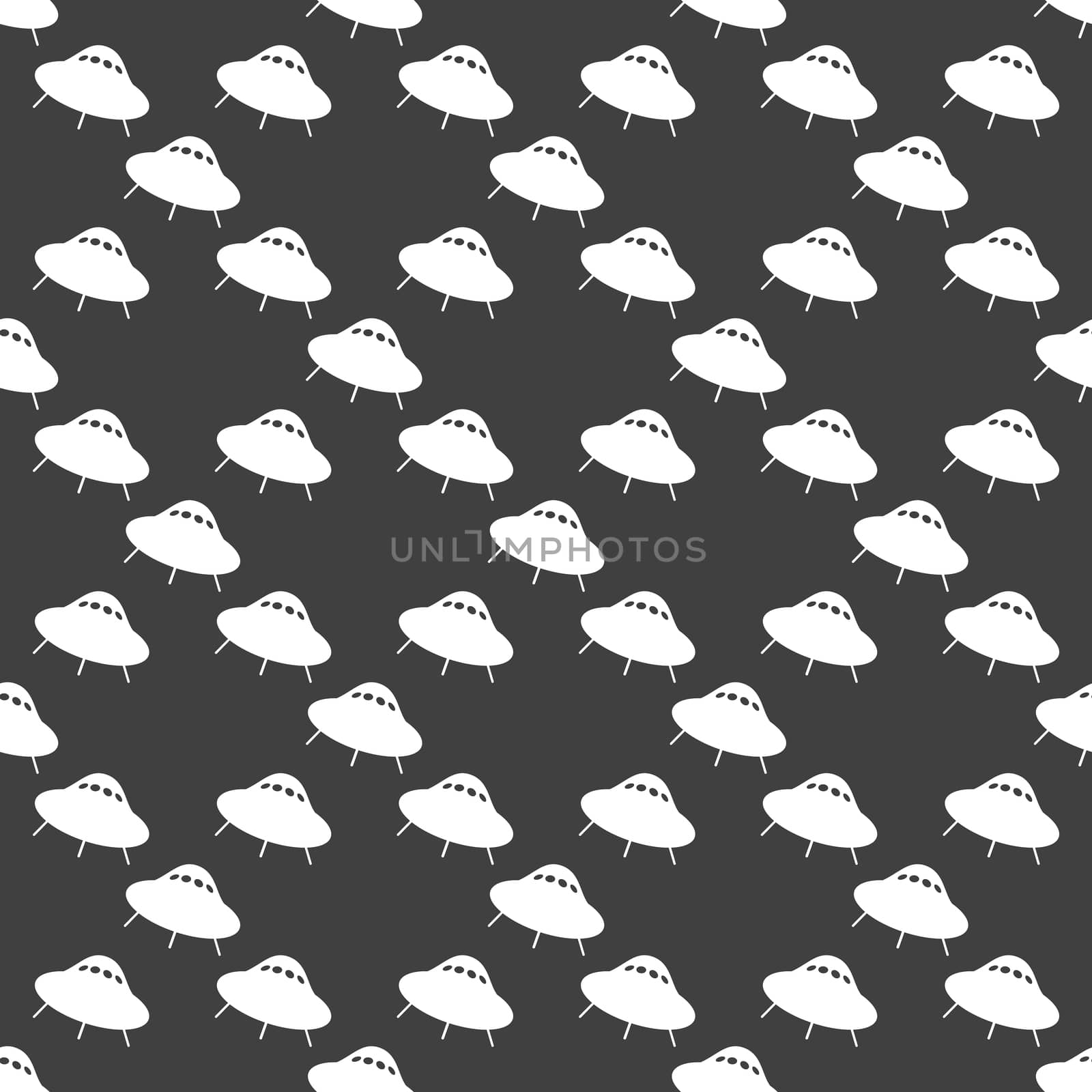 UFO web icon. flat design. Seamless gray pattern.