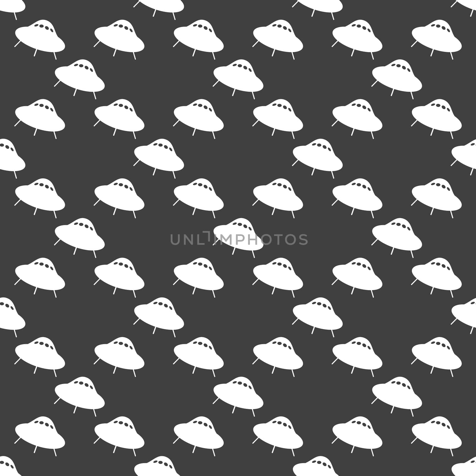 UFO web icon. flat design. Seamless gray pattern. by serhii_lohvyniuk