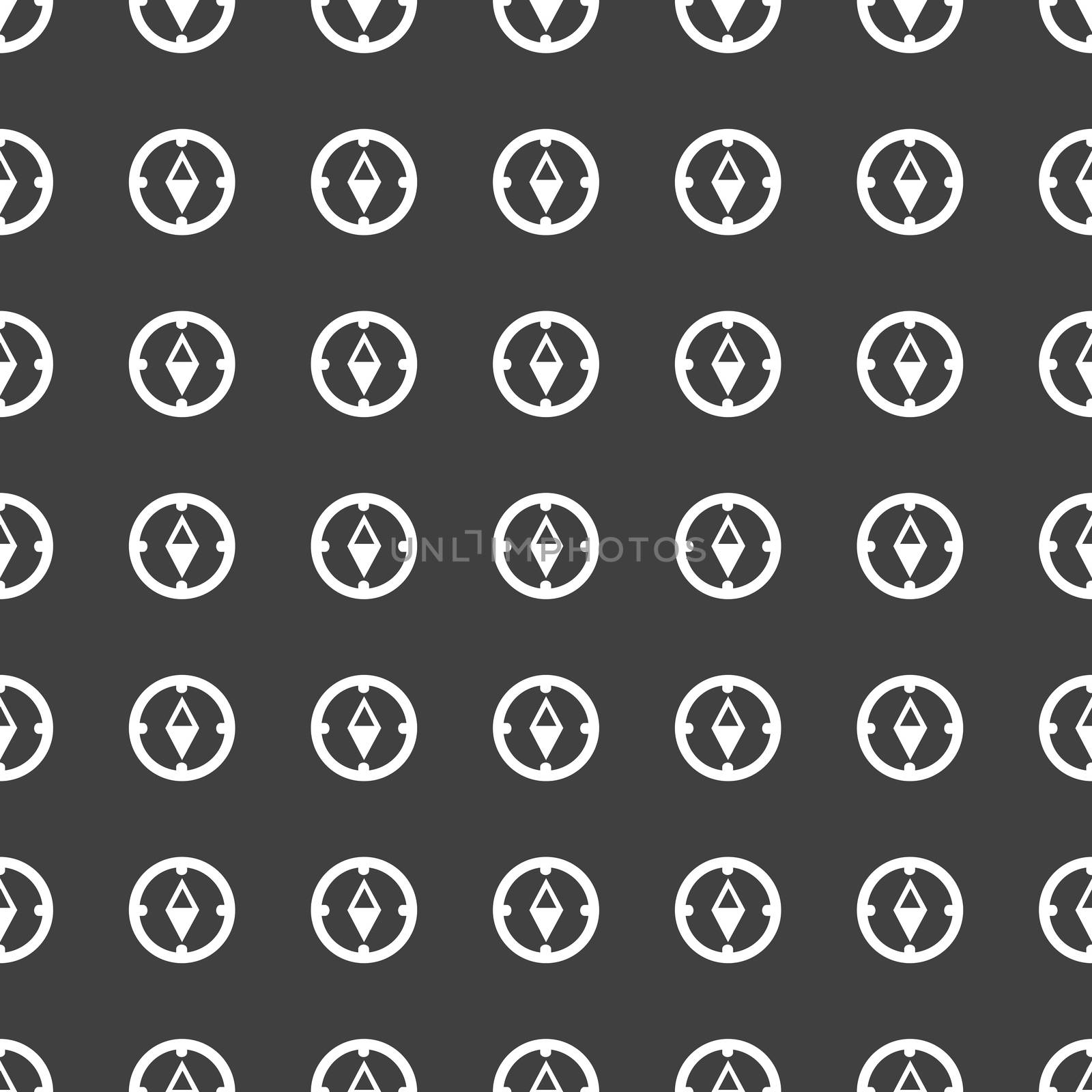 Compass web icon. flat design. Seamless gray pattern.