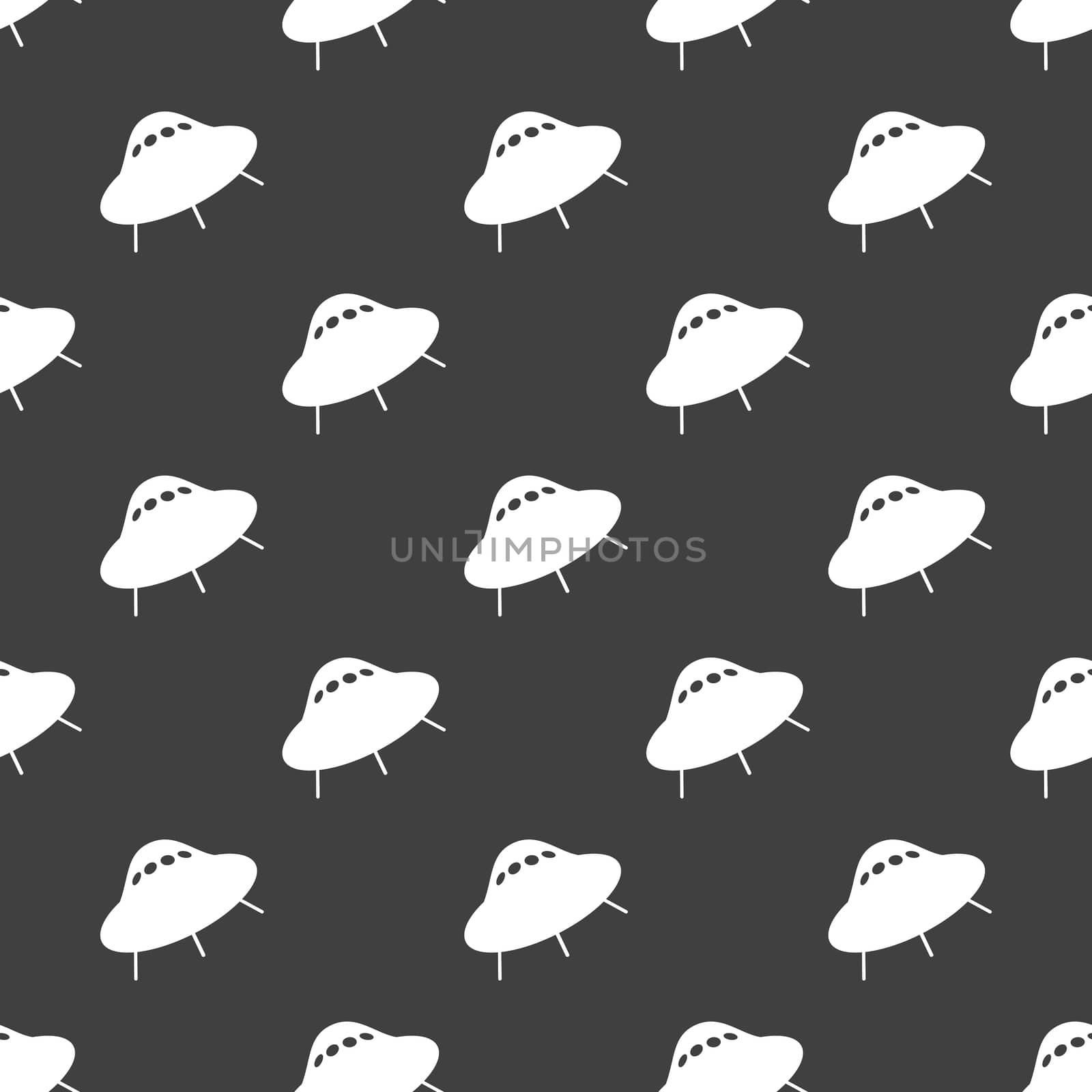 UFO web icon. flat design. Seamless gray pattern.