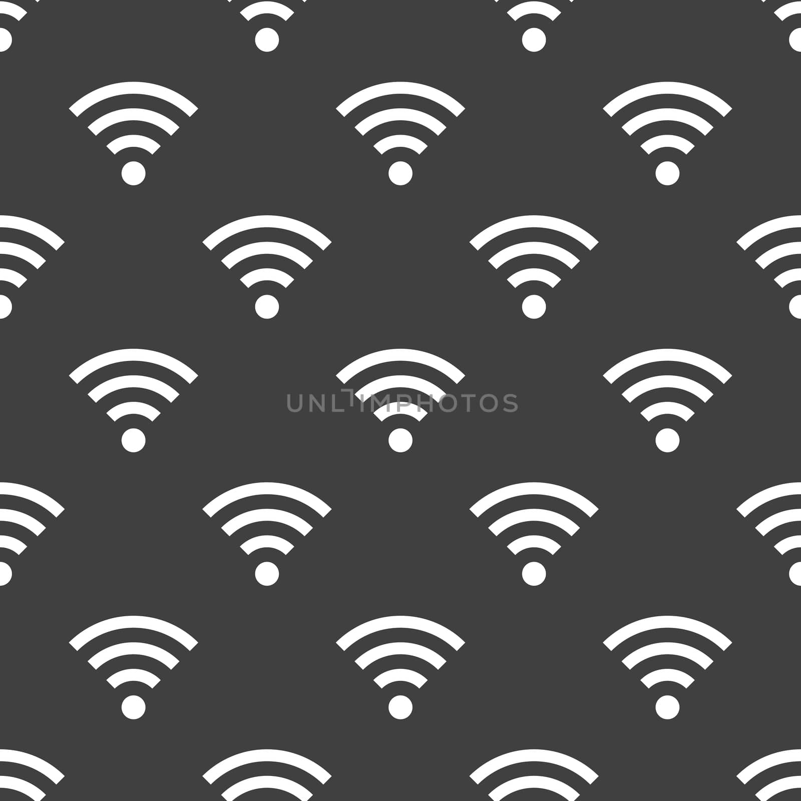 WI-FI web icon. flat design. Seamless gray pattern.