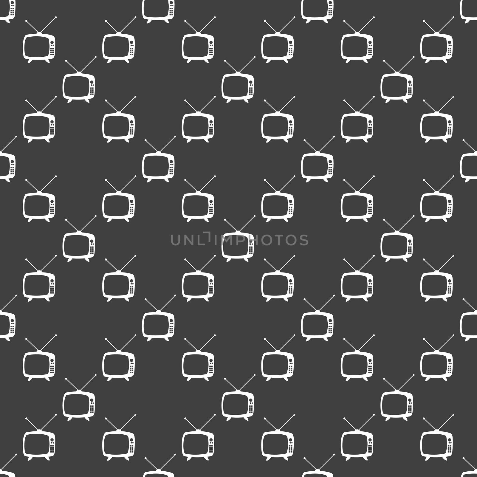 Retro tv web icon. flat design. Seamless gray pattern. by serhii_lohvyniuk