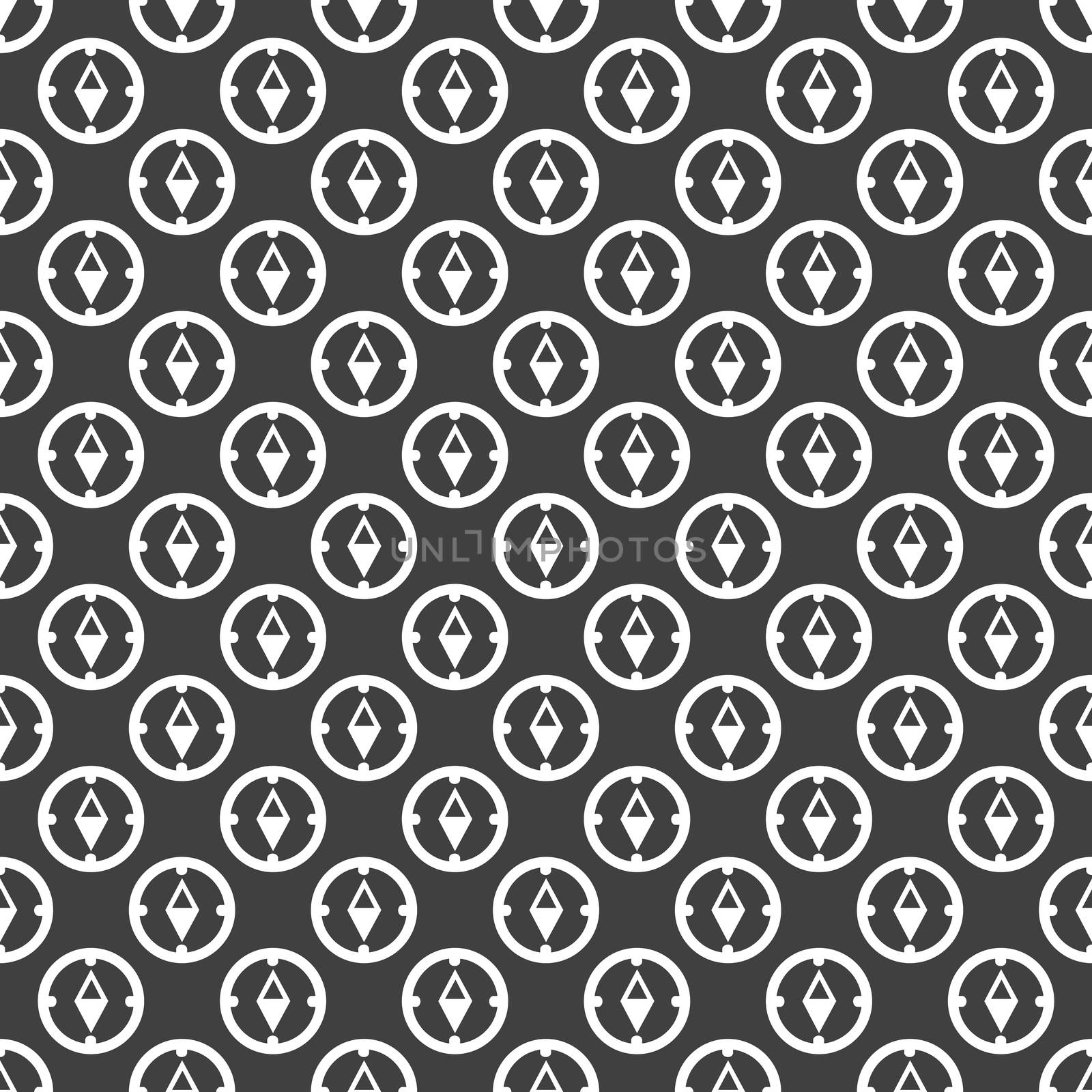 Compass web icon. flat design. Seamless gray pattern.