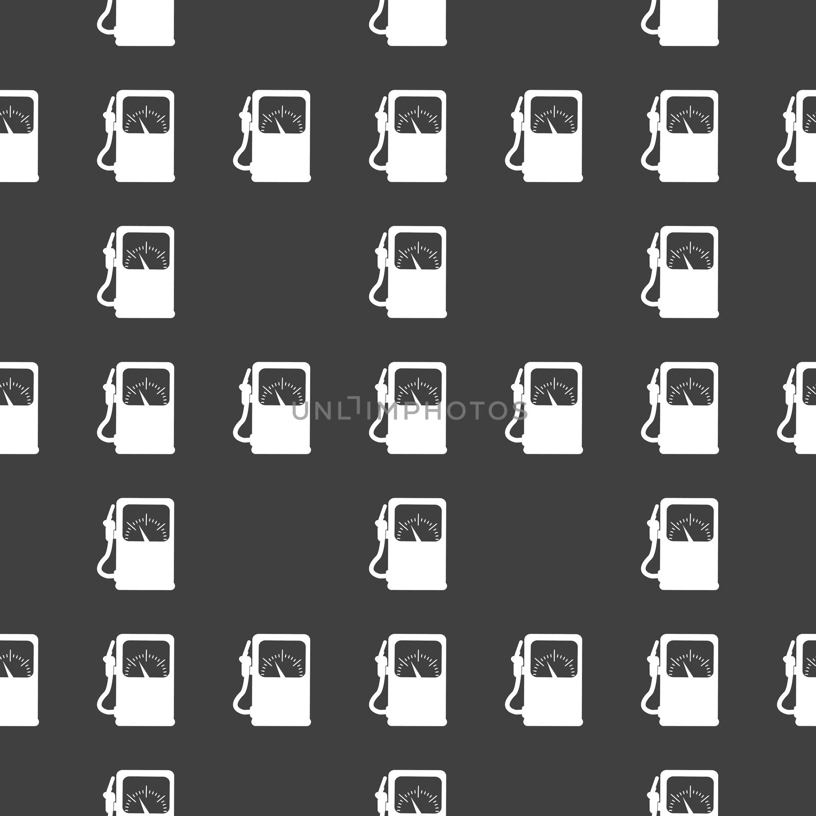 Gas, fuel station web icon. flat design. Seamless gray pattern.