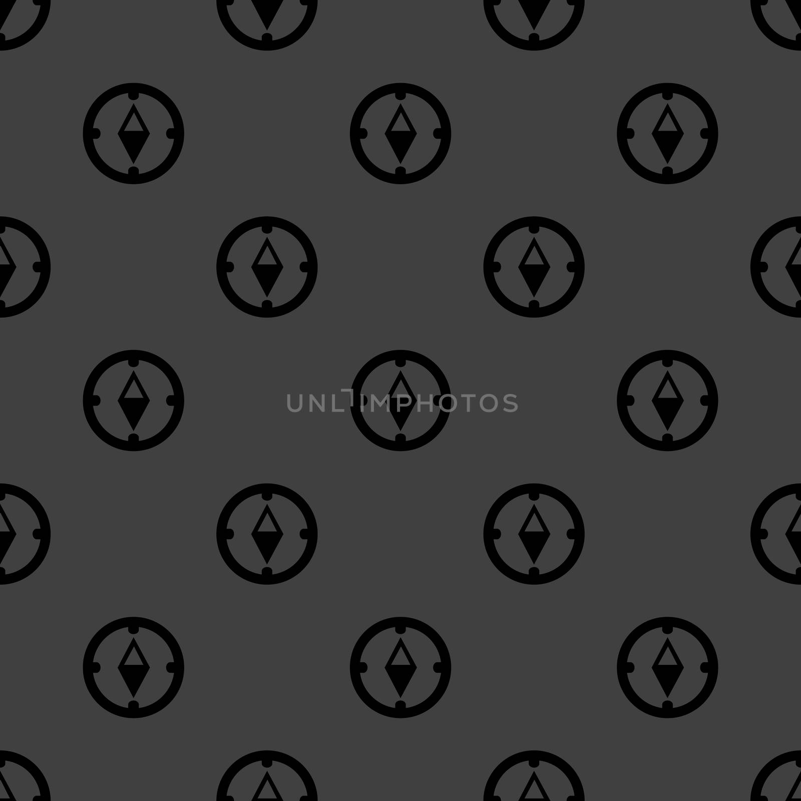 Compass web icon. flat design. Seamless gray pattern.