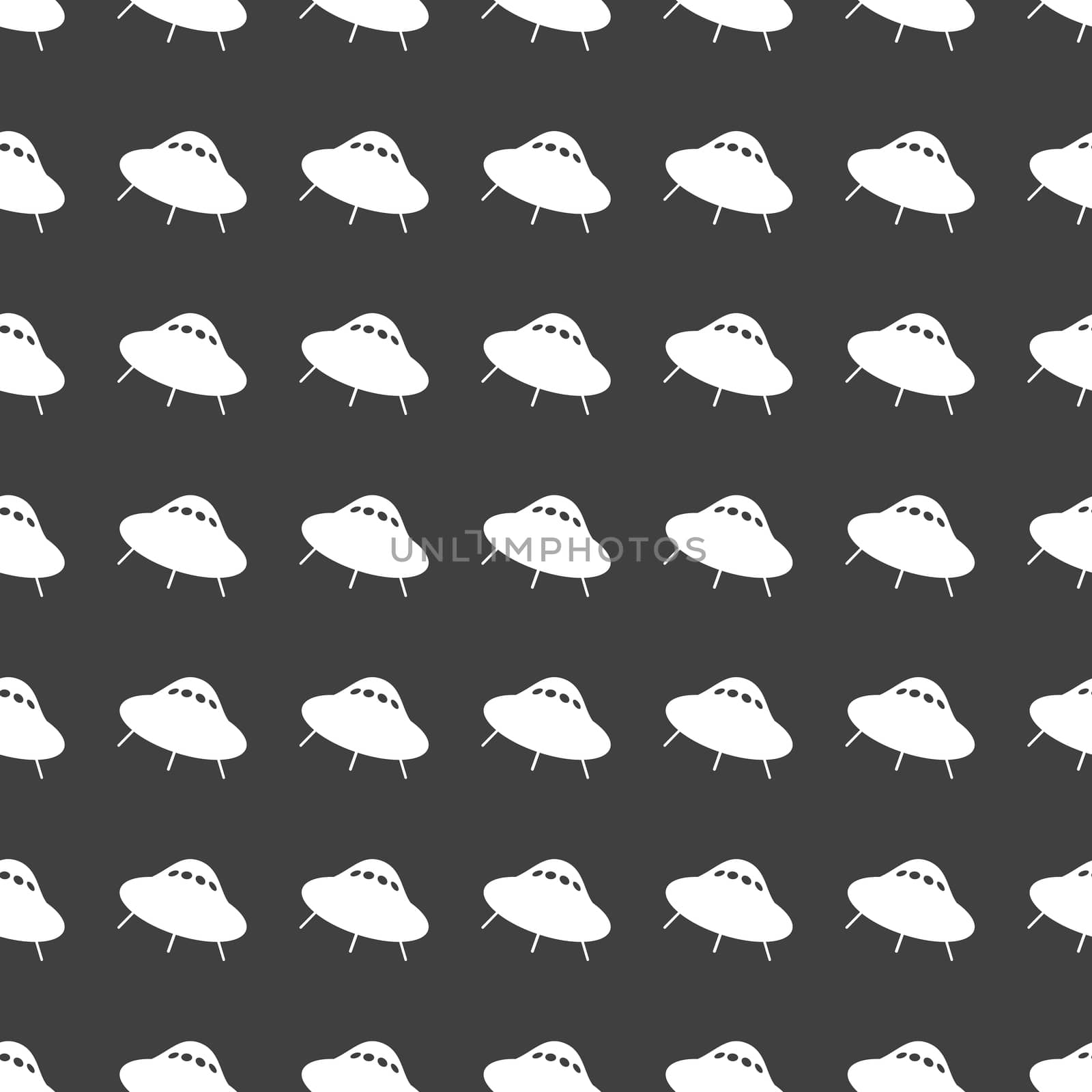 UFO web icon. flat design. Seamless gray pattern. by serhii_lohvyniuk