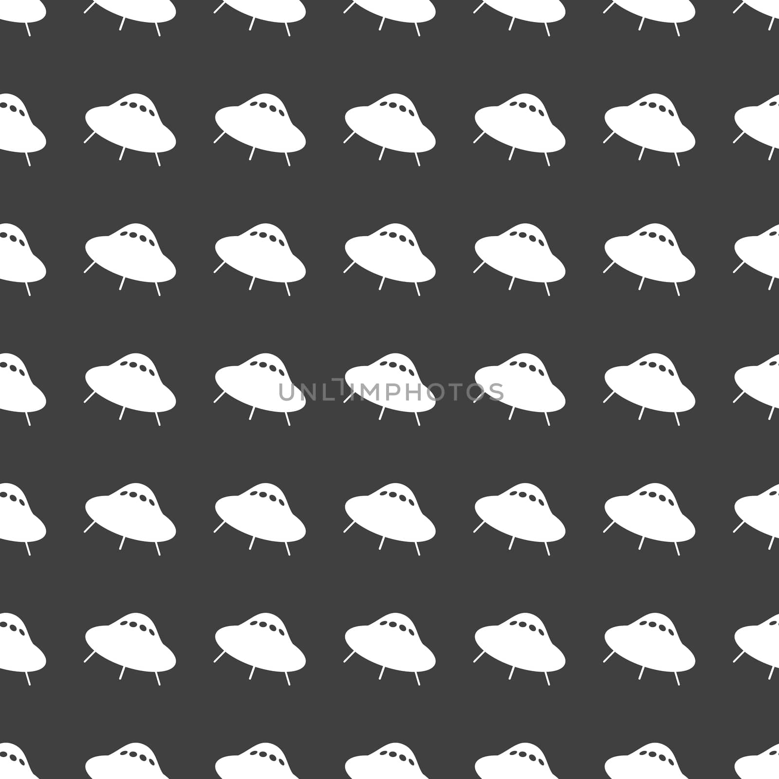 UFO web icon. flat design. Seamless gray pattern.