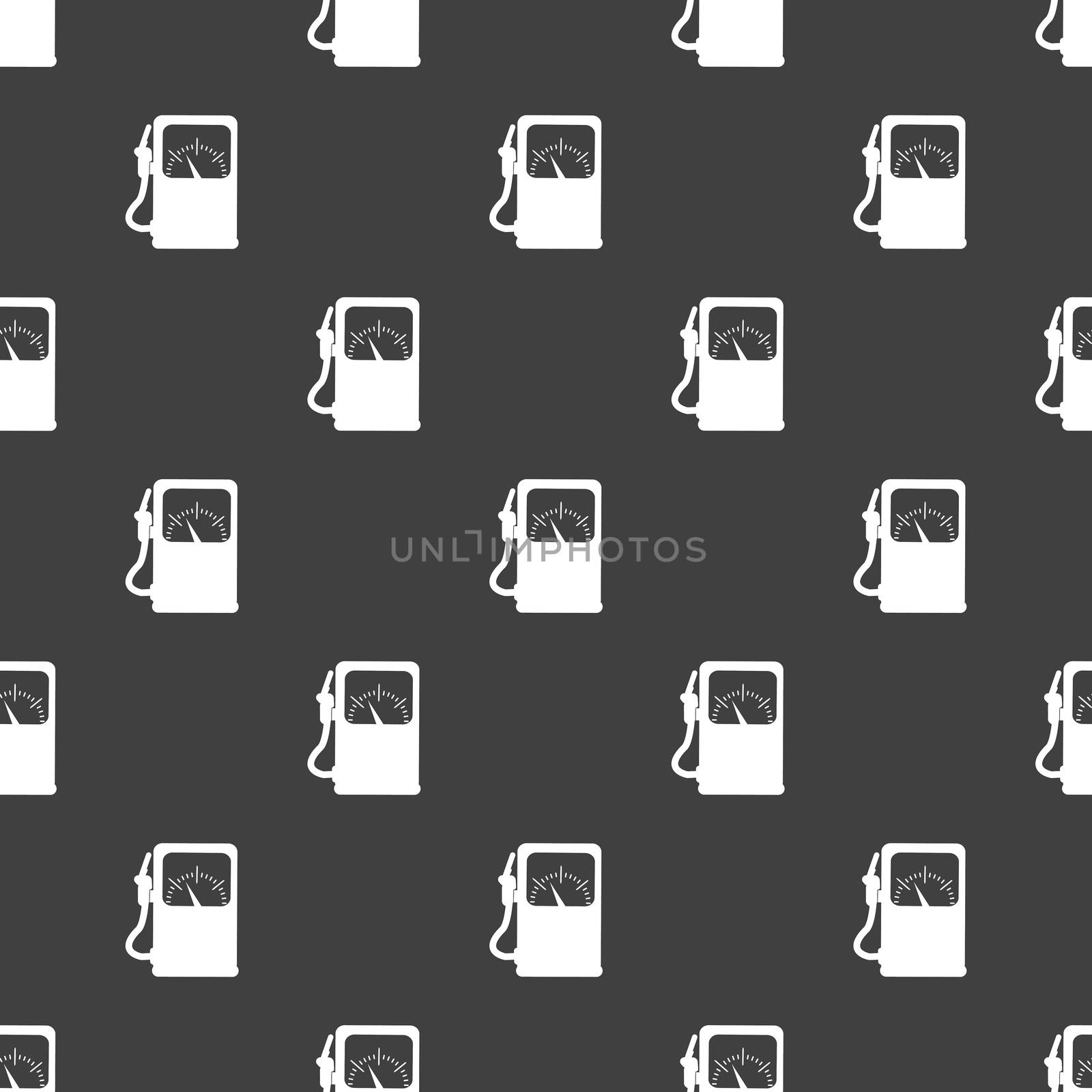 Gas, fuel station web icon. flat design. Seamless gray pattern.