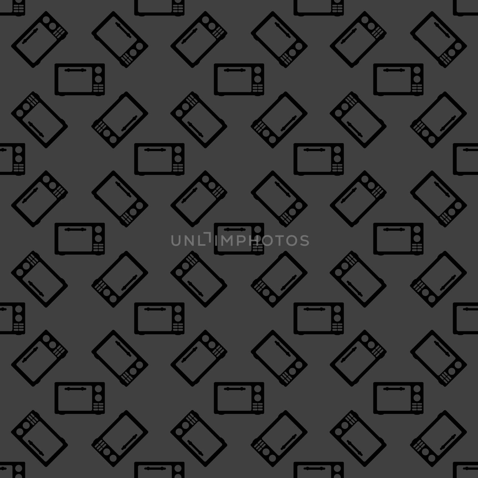 microwave. kitchen equipment web icon.  flat design. Seamless gray pattern.
