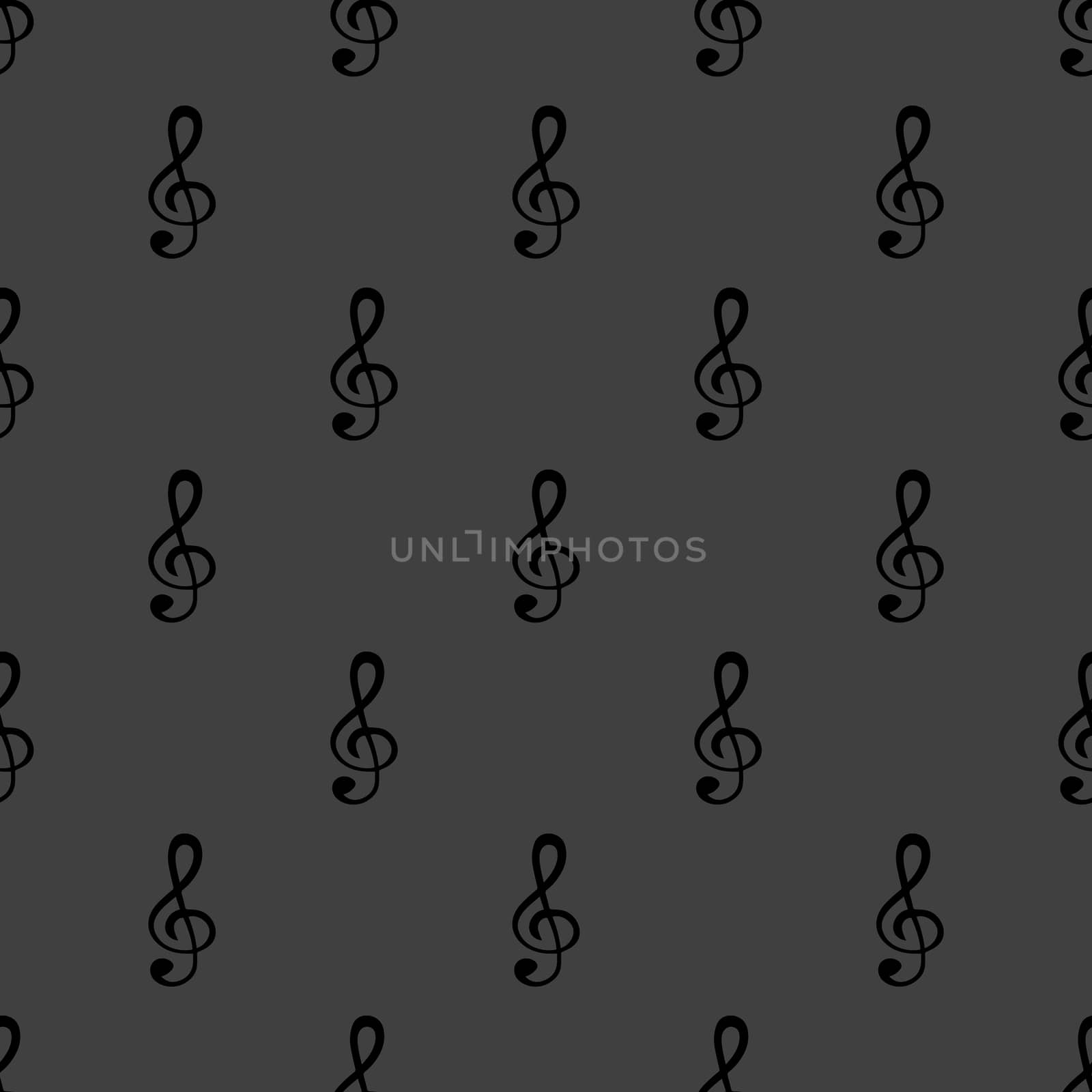 Music elements notes web icon.  flat design. Seamless gray pattern.
