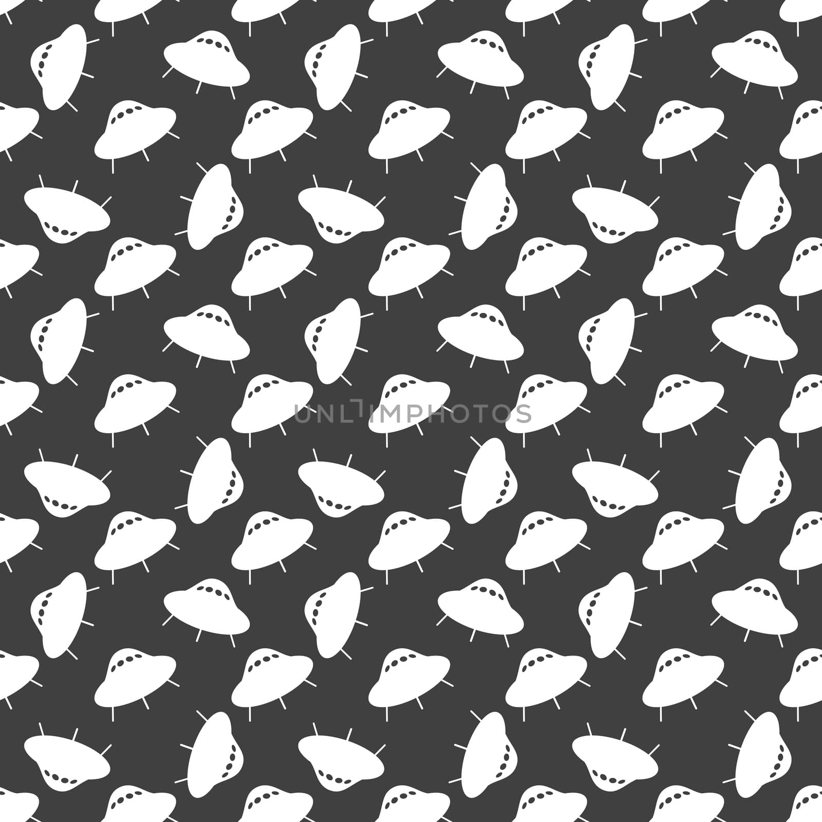 UFO web icon. flat design. Seamless gray pattern.