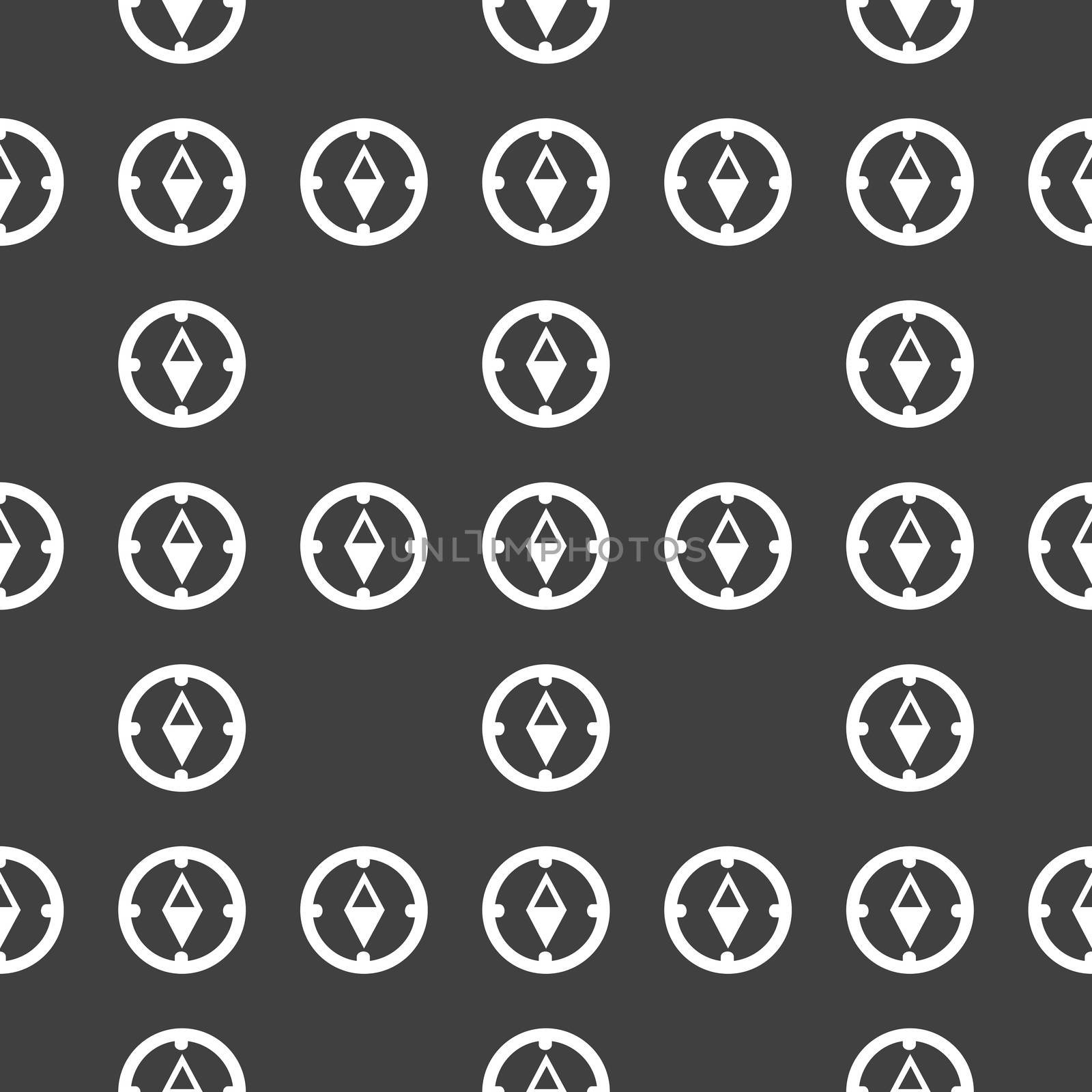 Compass web icon. flat design. Seamless gray pattern.