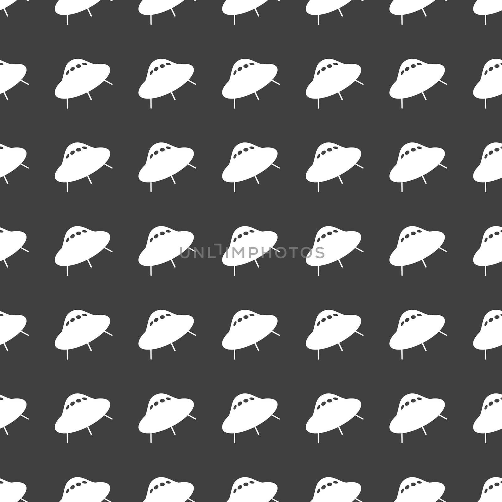 UFO web icon. flat design. Seamless gray pattern.