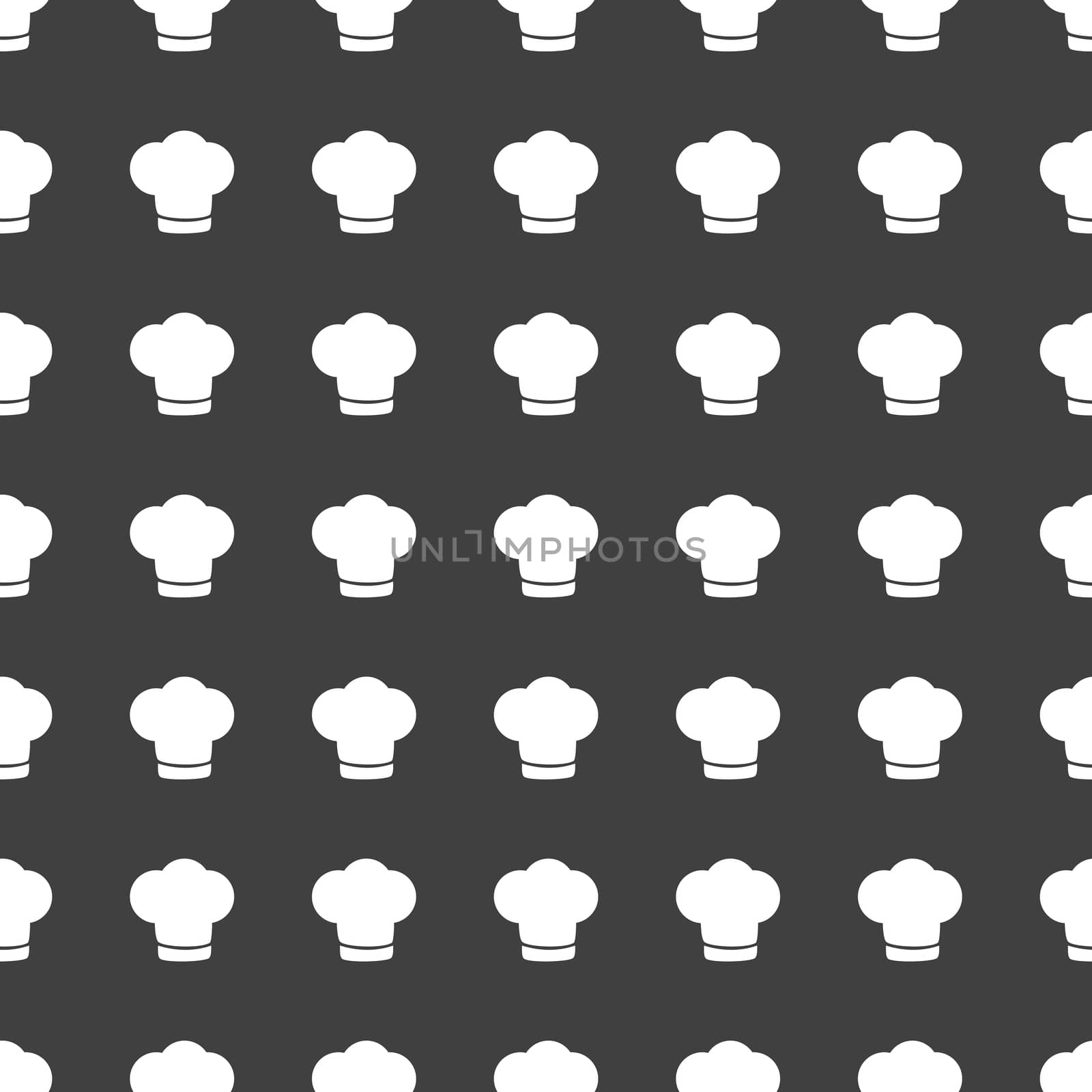 Chef cap web icon. flat design. Seamless gray pattern.