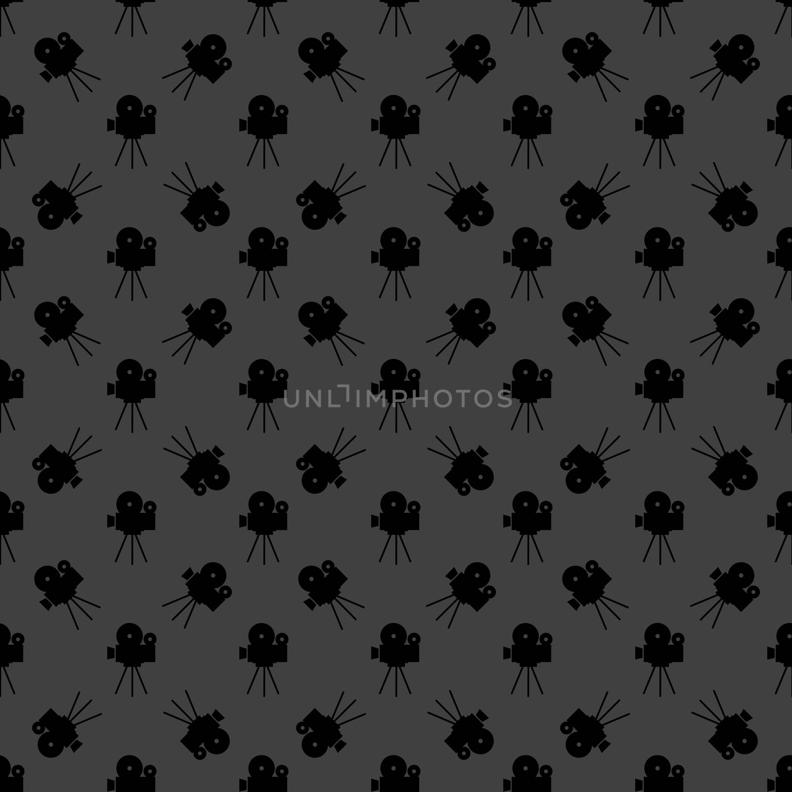 Videocamera web icon. flat design. Seamless gray pattern.