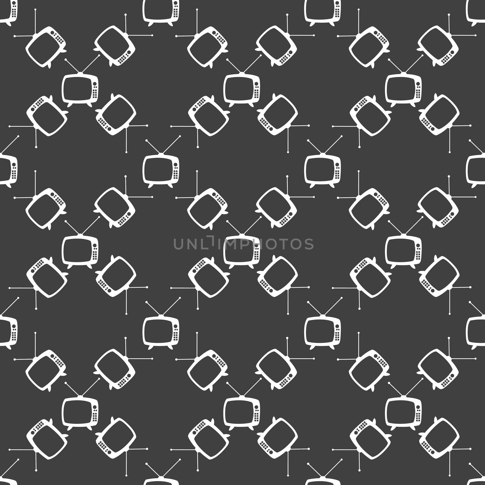 Retro tv web icon. flat design. Seamless gray pattern. by serhii_lohvyniuk