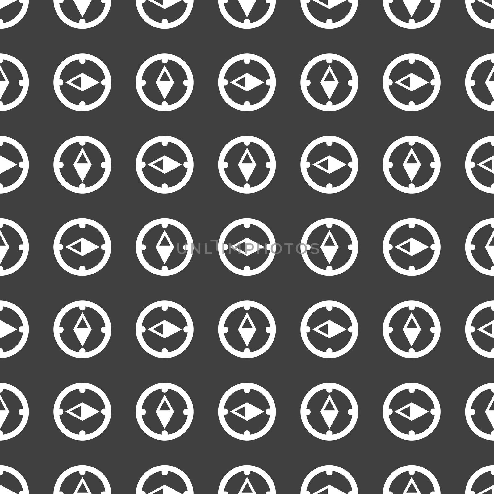 Compass web icon. flat design. Seamless gray pattern.