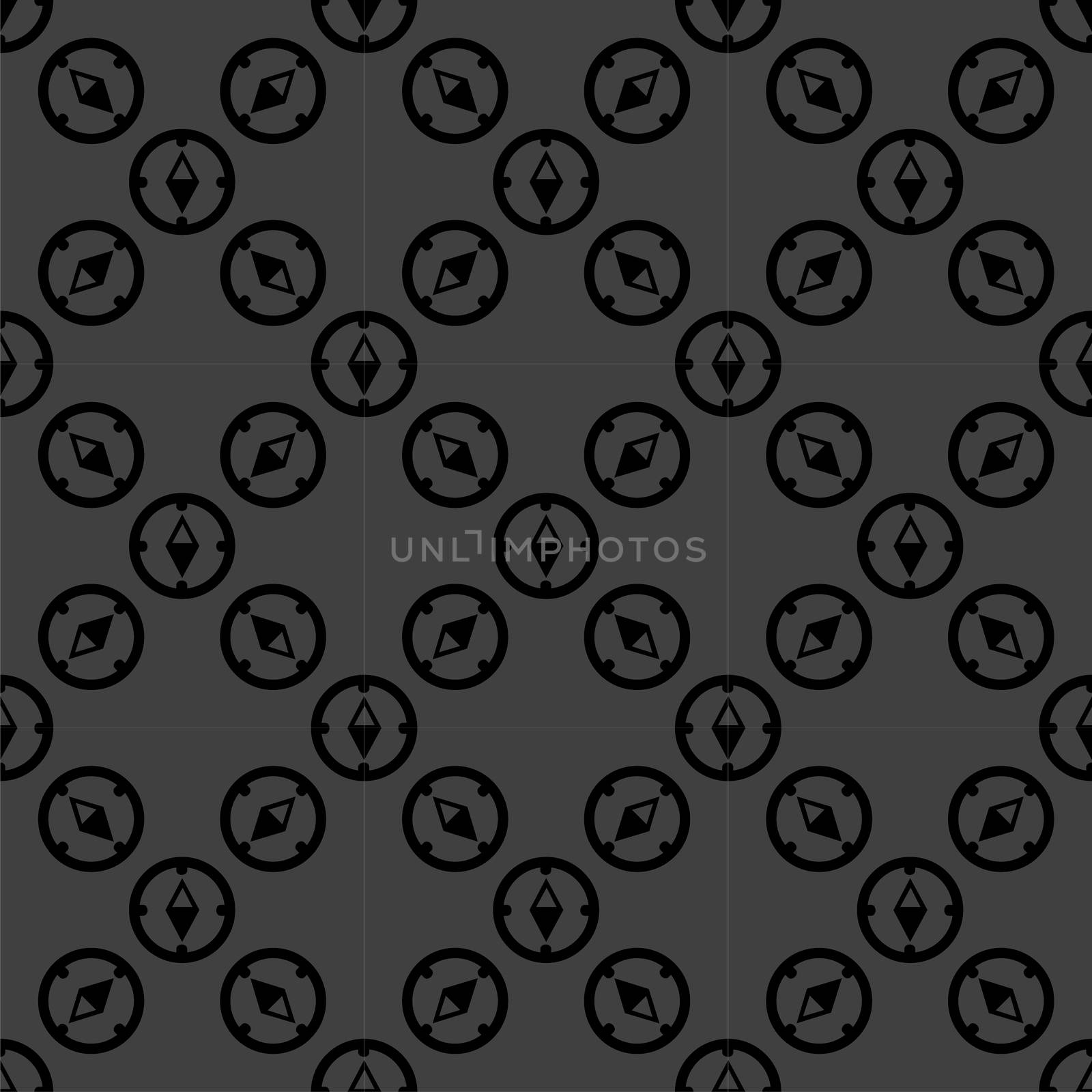 Compass web icon. flat design. Seamless gray pattern.